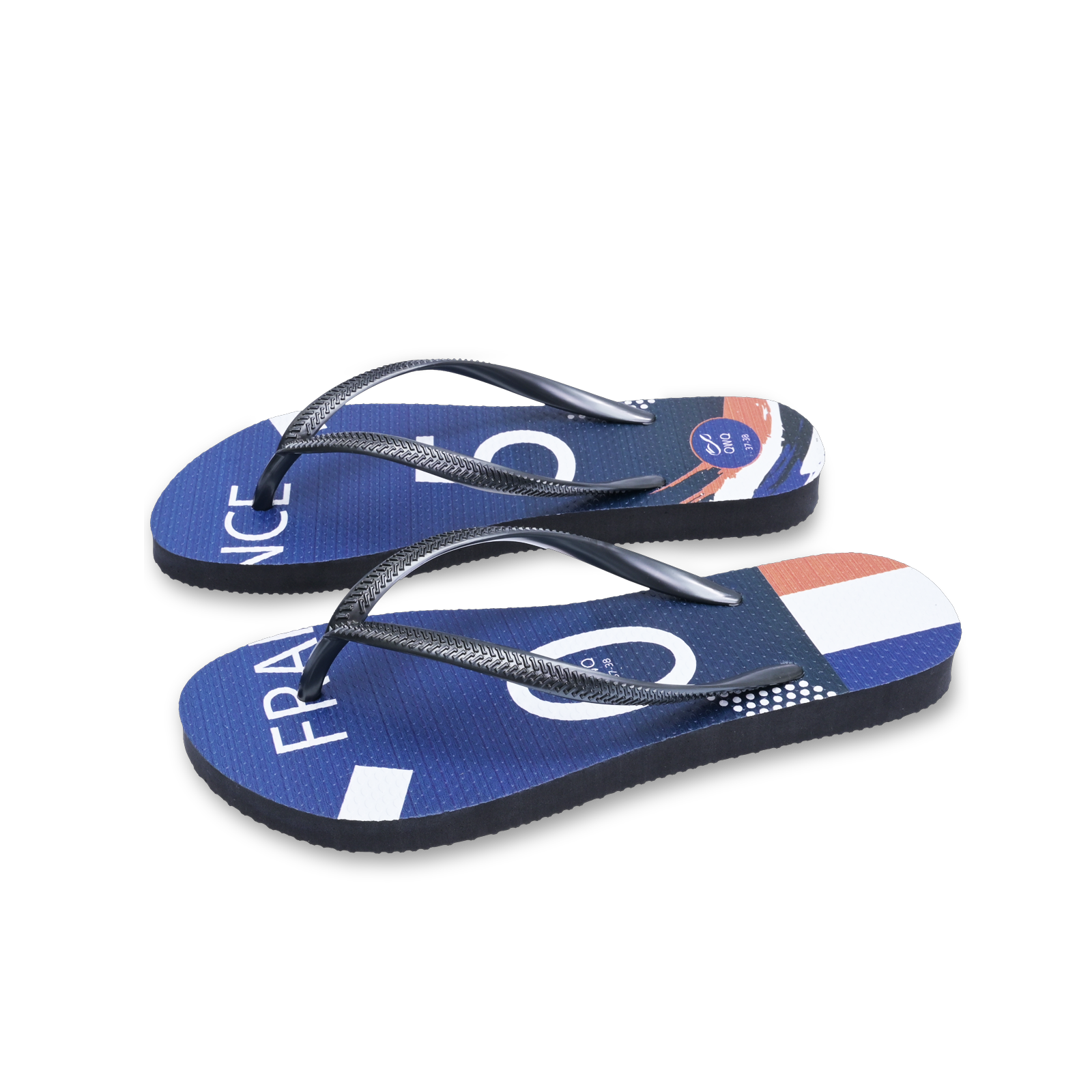 國家隊足球紀念拖鞋鞋 法國 細帶女款天然橡膠人字夾腳拖