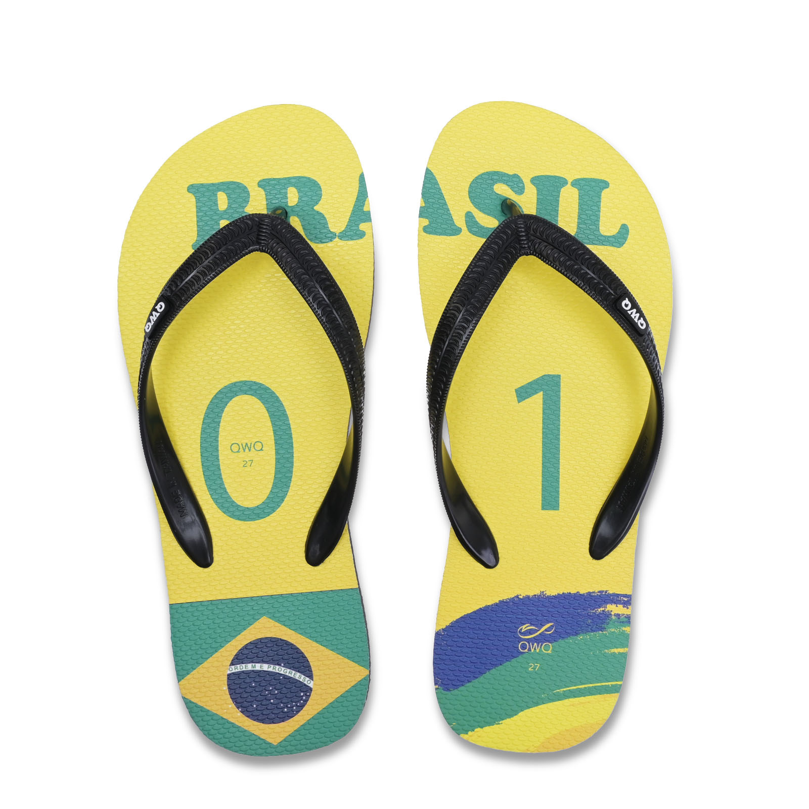 國家隊足球紀念拖鞋 巴西 粗帶男款天然橡膠人字夾腳拖