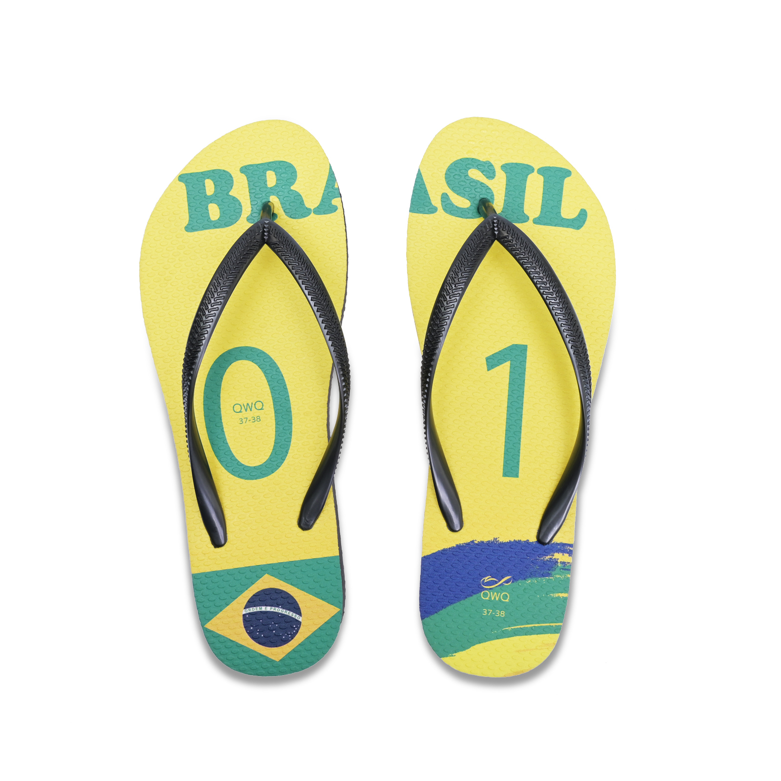 國家隊足球紀念拖鞋 巴西 細帶女款天然橡膠人字夾腳拖