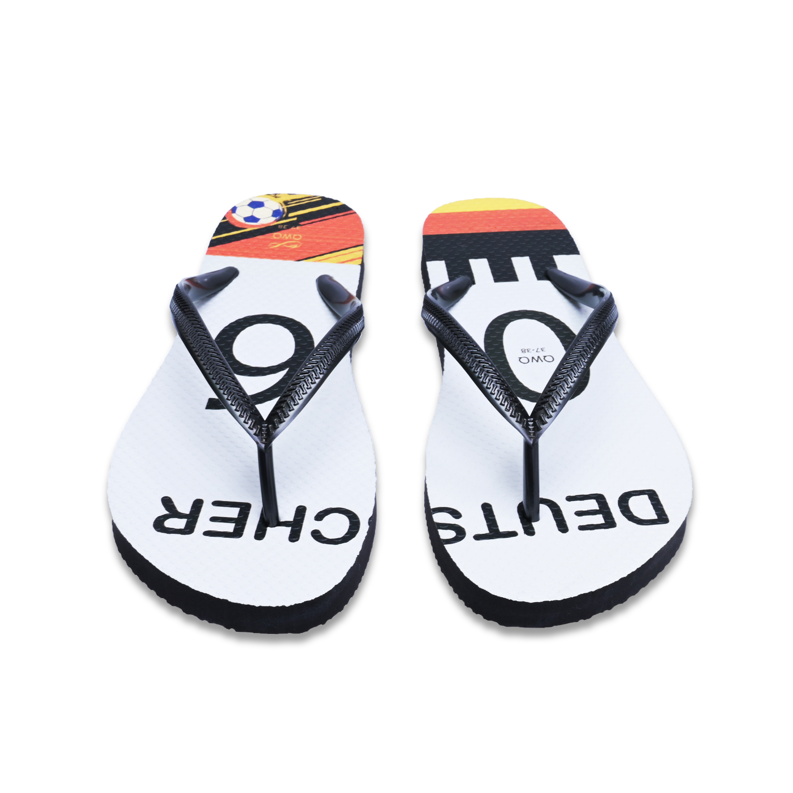 國家隊足球紀念拖鞋鞋 德國 細帶女款天然橡膠人字夾腳拖