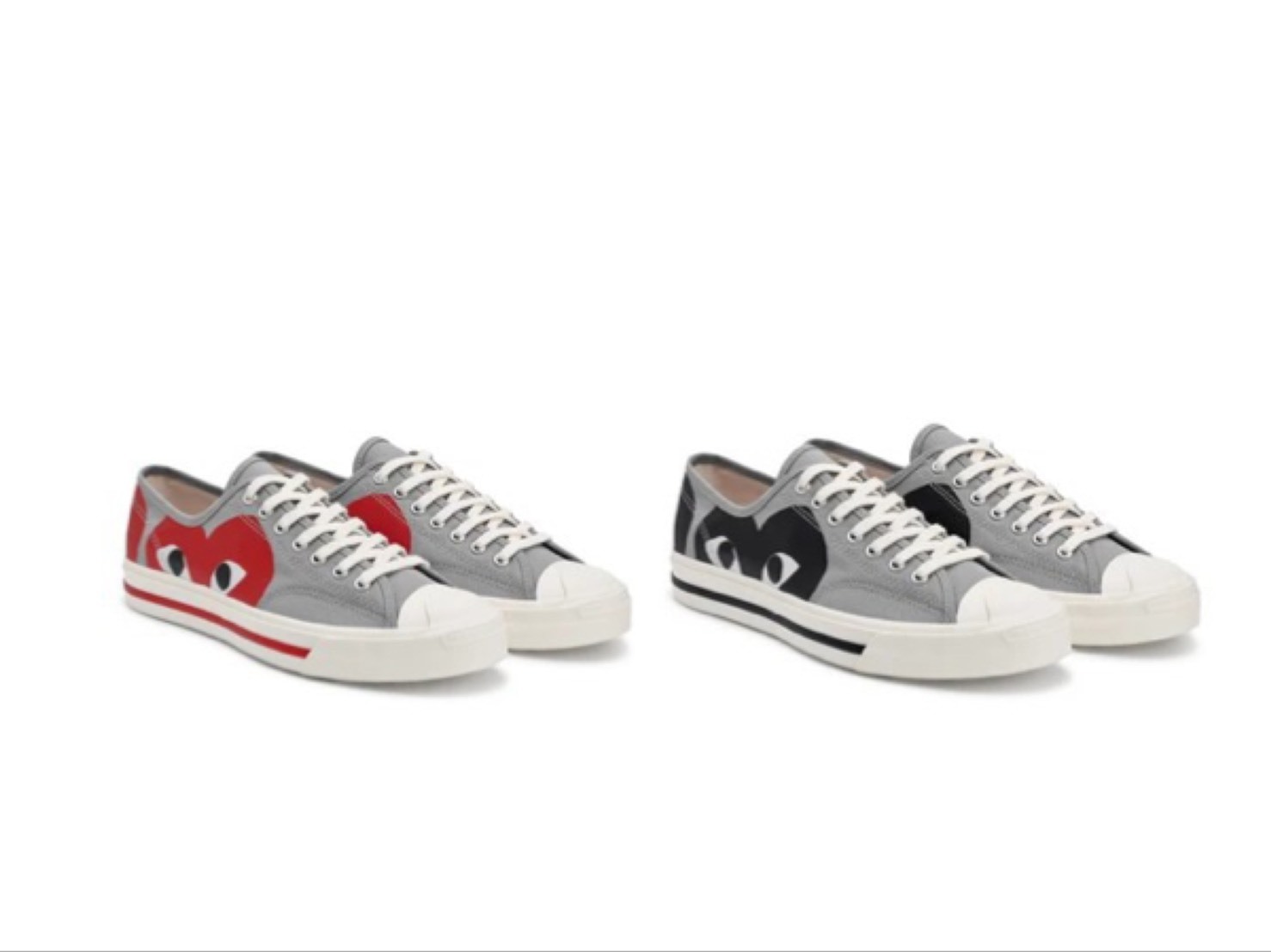 CDG x Converse Jack Purcell 新款 灰色 大愛心 低筒 帆布鞋 黑/紅