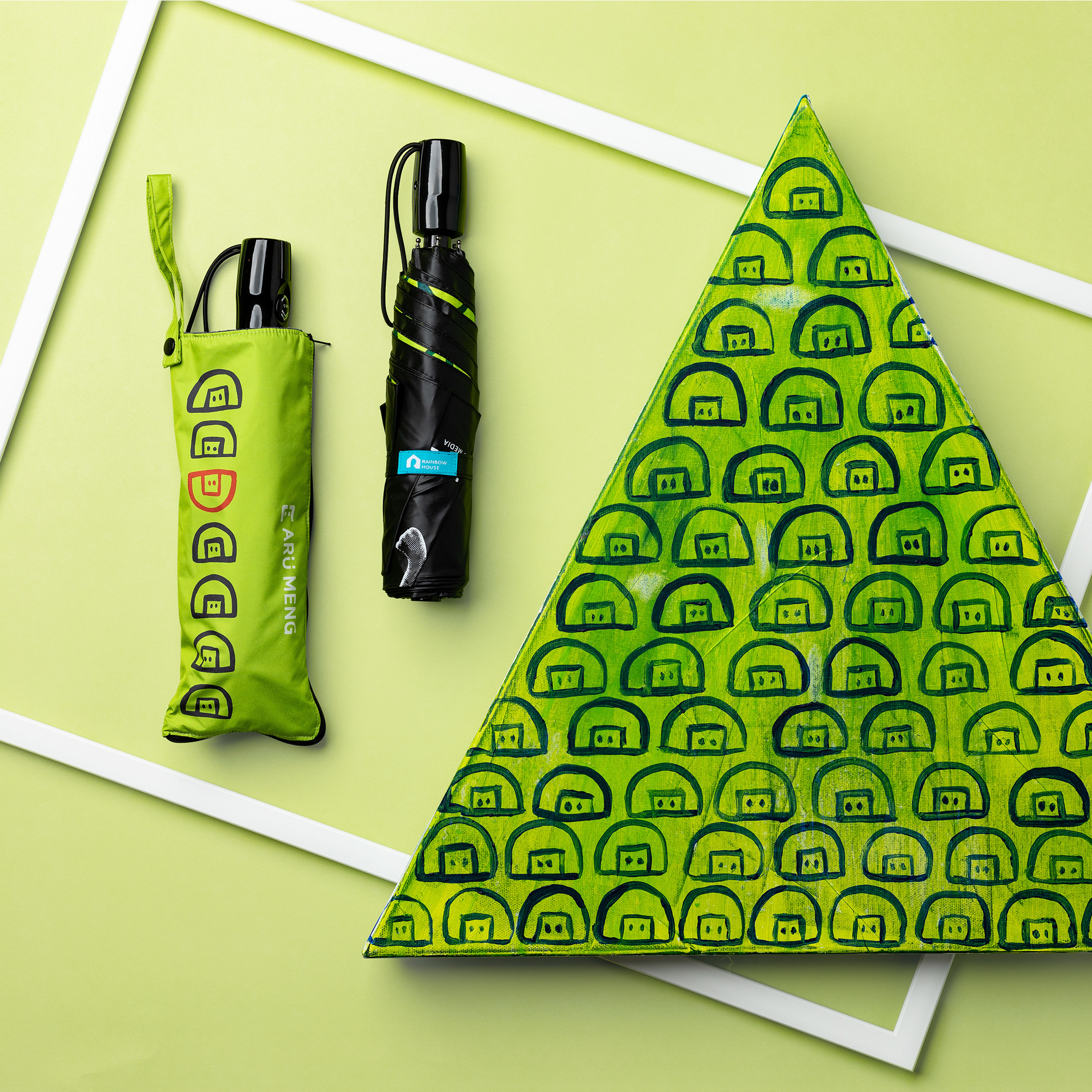 Rainbow House 晴雨傘 ARU藝術聯名 人海裡的你 防風 自動傘 安全開收 大傘面