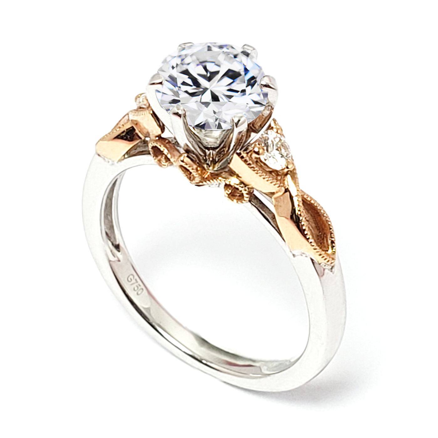 18K白 / 玫瑰金天然鑽石戒指托 (RS22RY21396A)