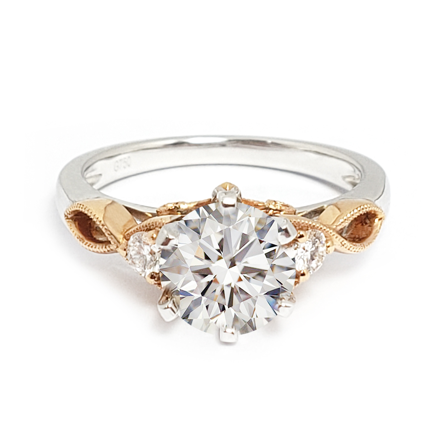 18K白 / 玫瑰金天然鑽石戒指托 (RS22RY21396A)