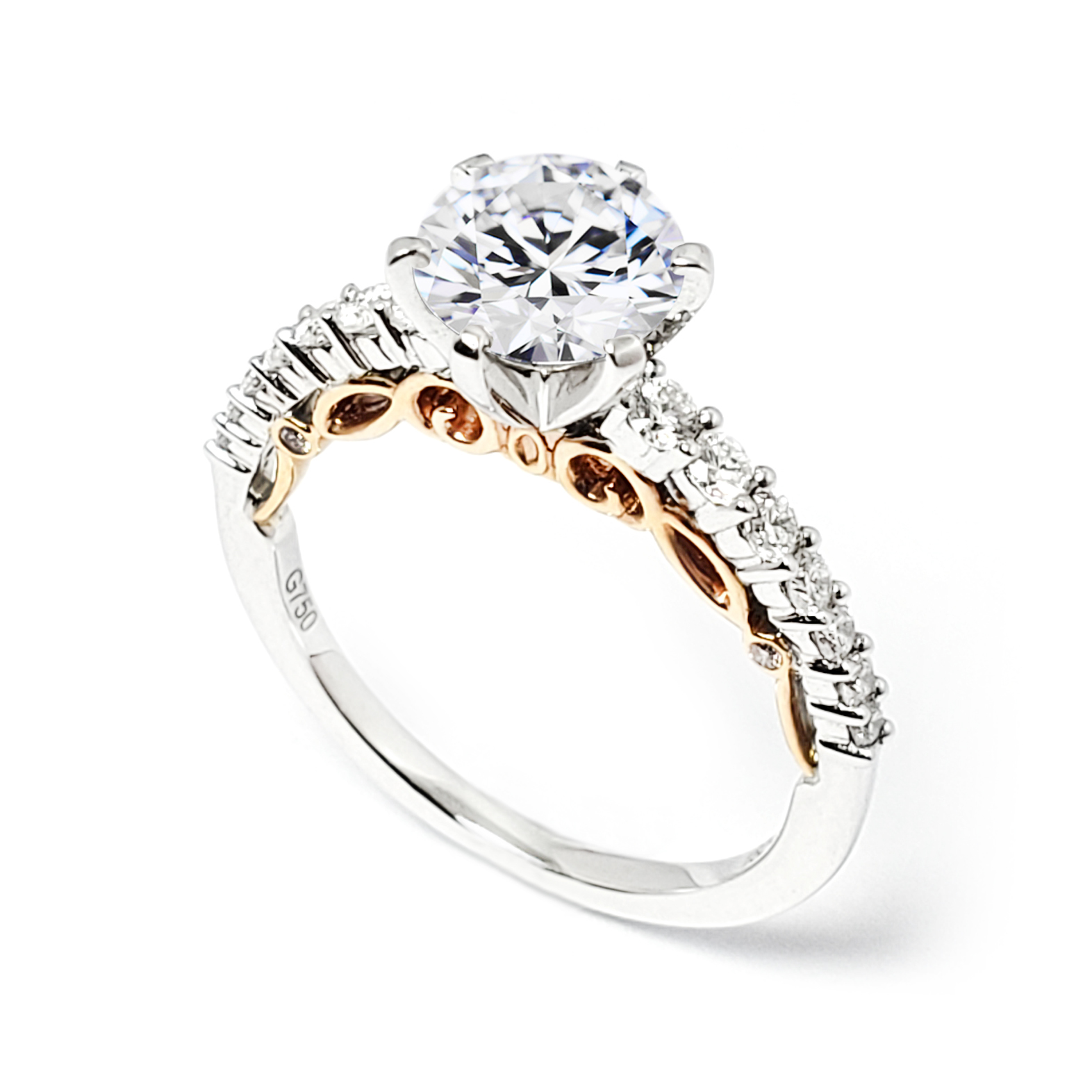 18K白 / 玫瑰金天然鑽石戒指托 (RS22HA23309A)