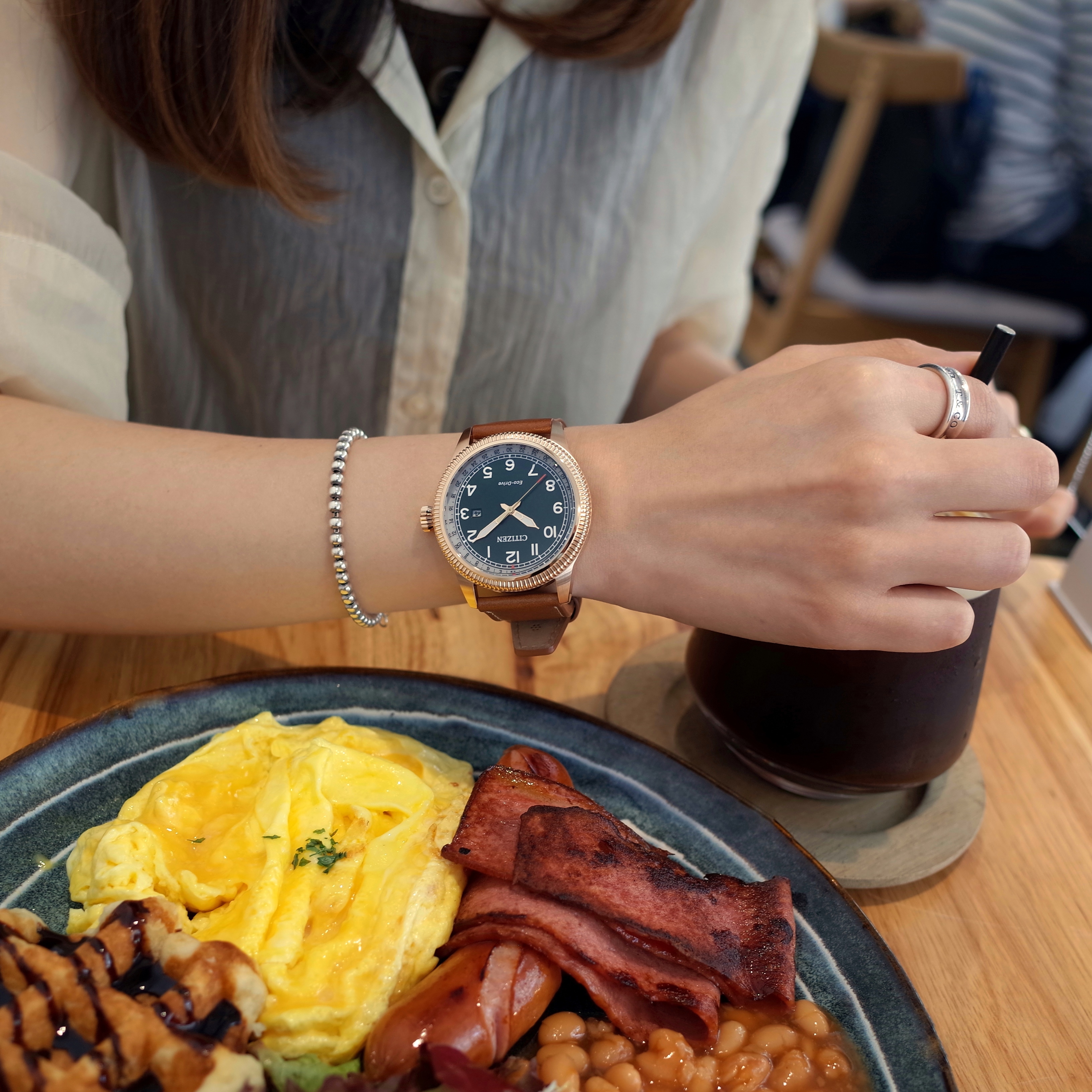 Citizen Eco-Drive 光動能 復古皮帶錶 玫瑰金 BM7483-15X