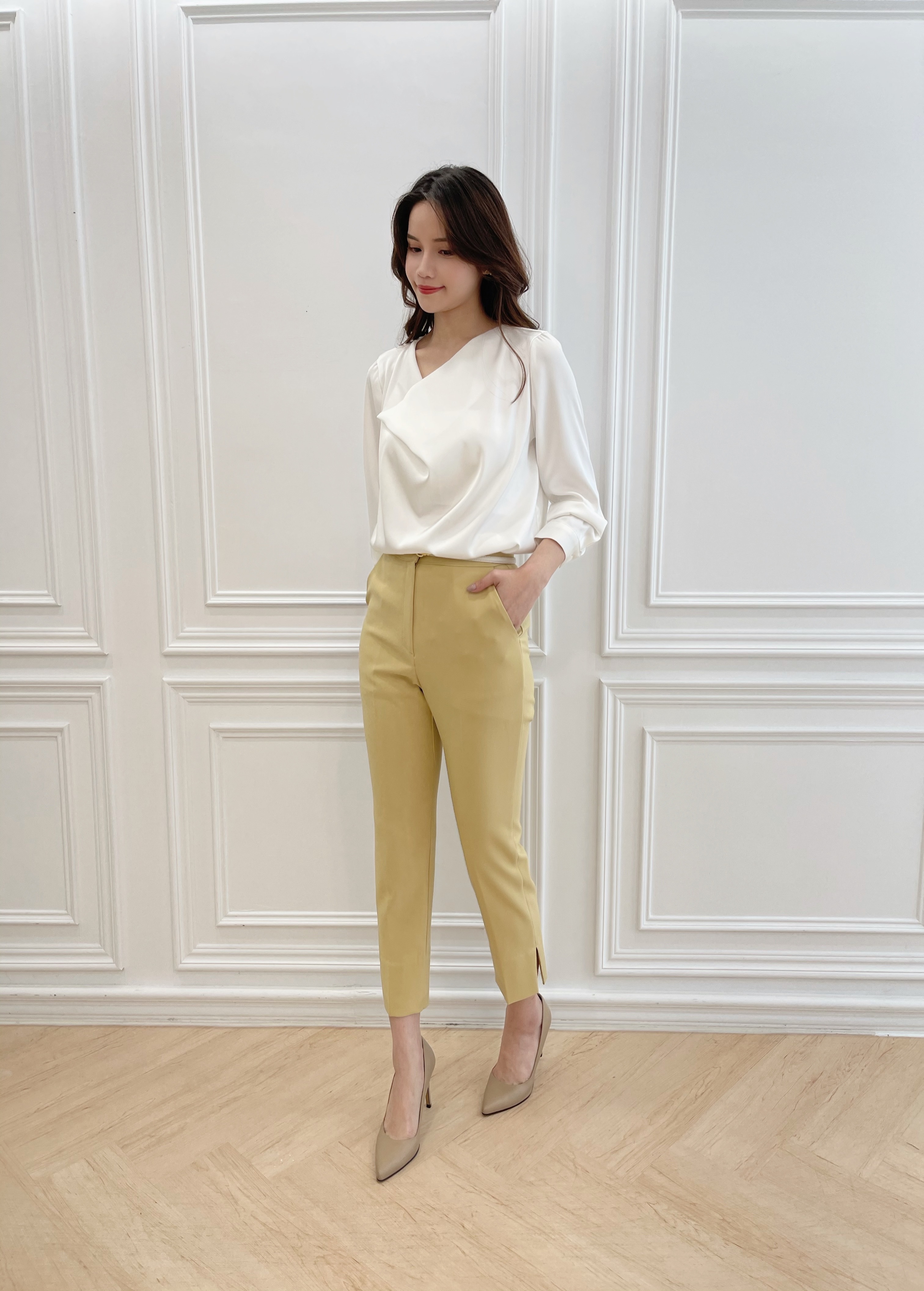 質感百搭衩西褲(亮黃)