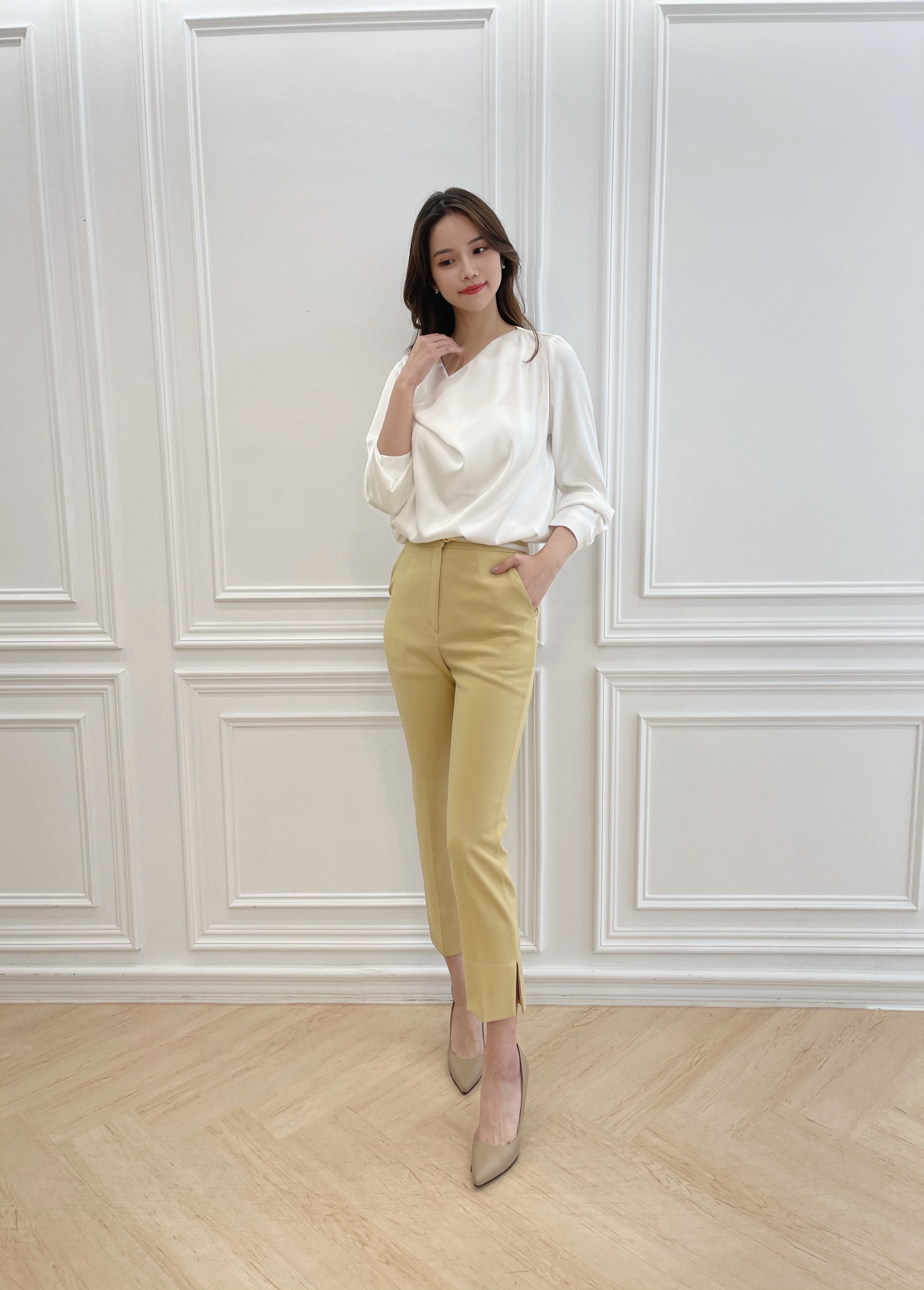 質感百搭衩西褲(亮黃)