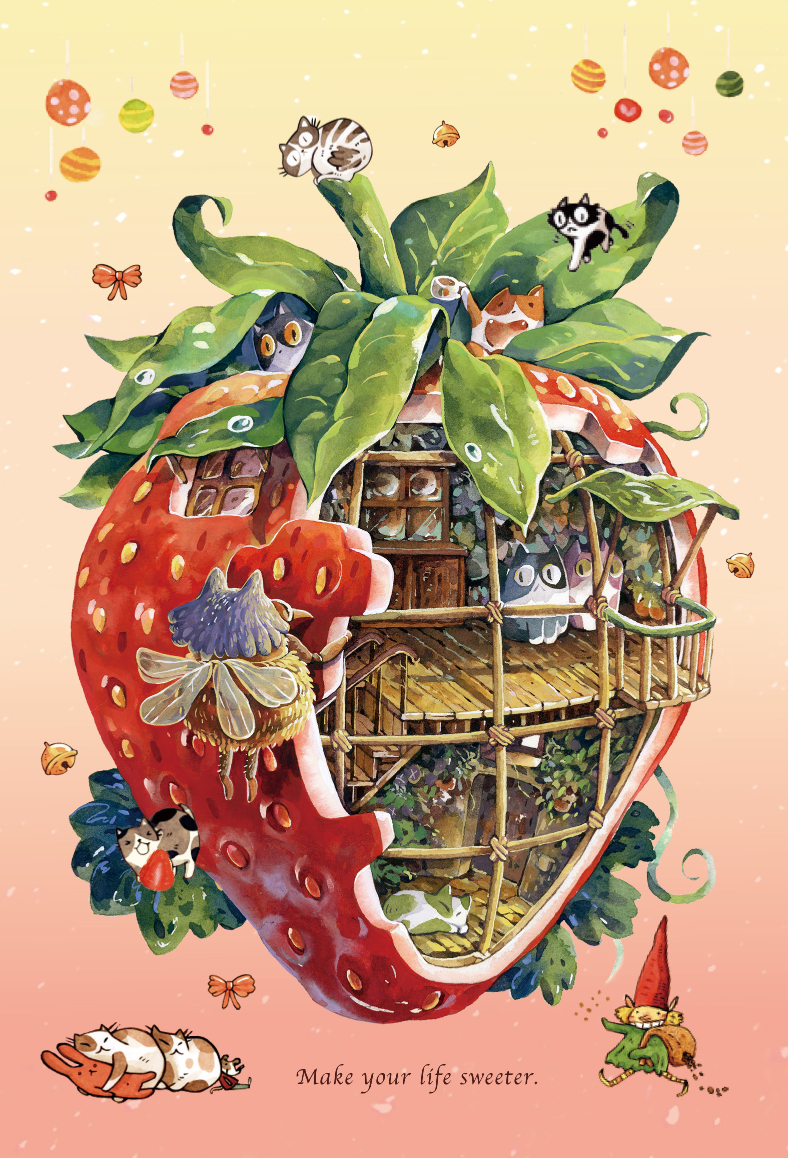 【PUZZLE STORY】afu 繽紛草莓屋 70片拼圖