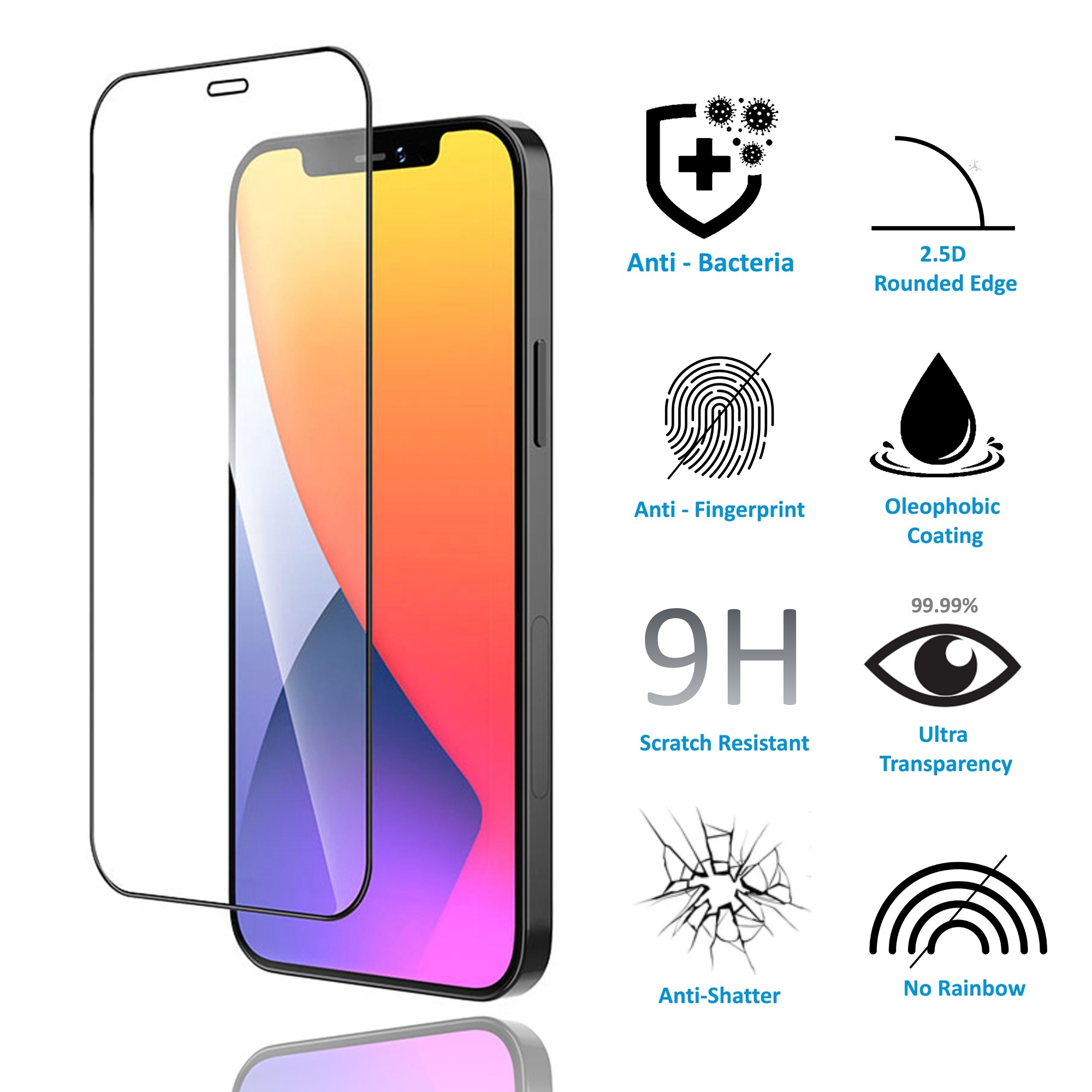Guardian Pro iPhone 12/12 Pro  三片裝 Hotphone 高質防菌 9H 強化玻璃保護貼