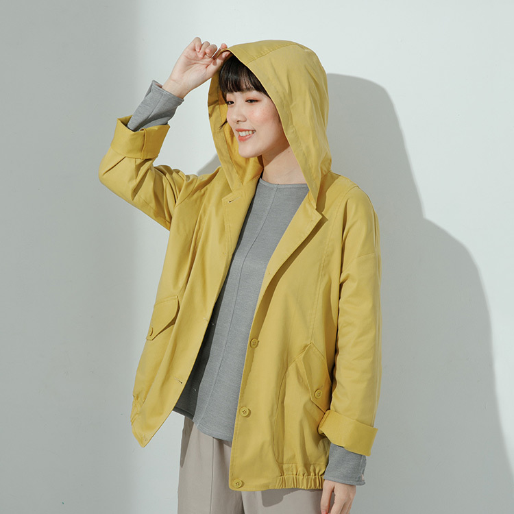 未來指南連帽涼春外套-黃色