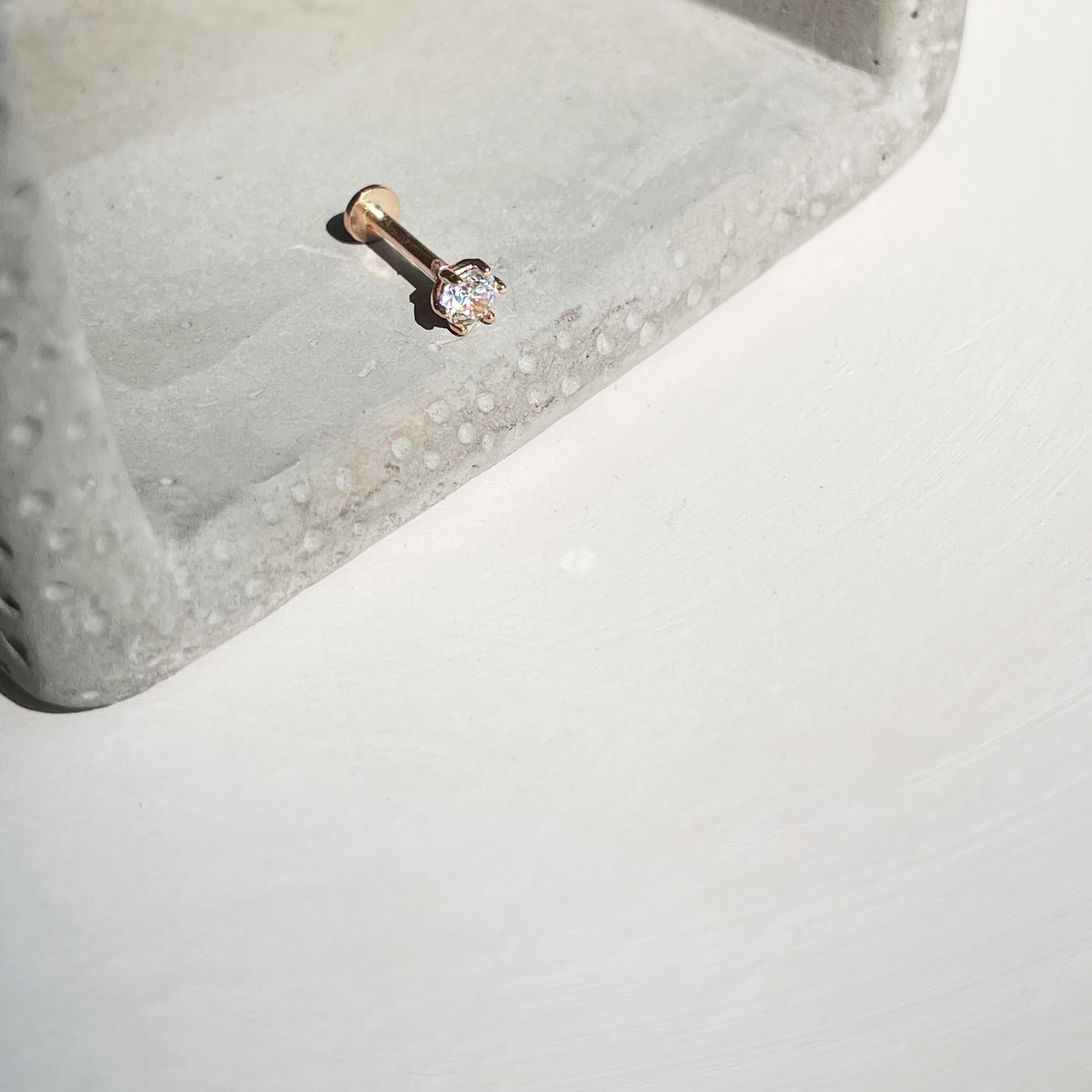 14K 3mm六爪鋯石Stud耳環