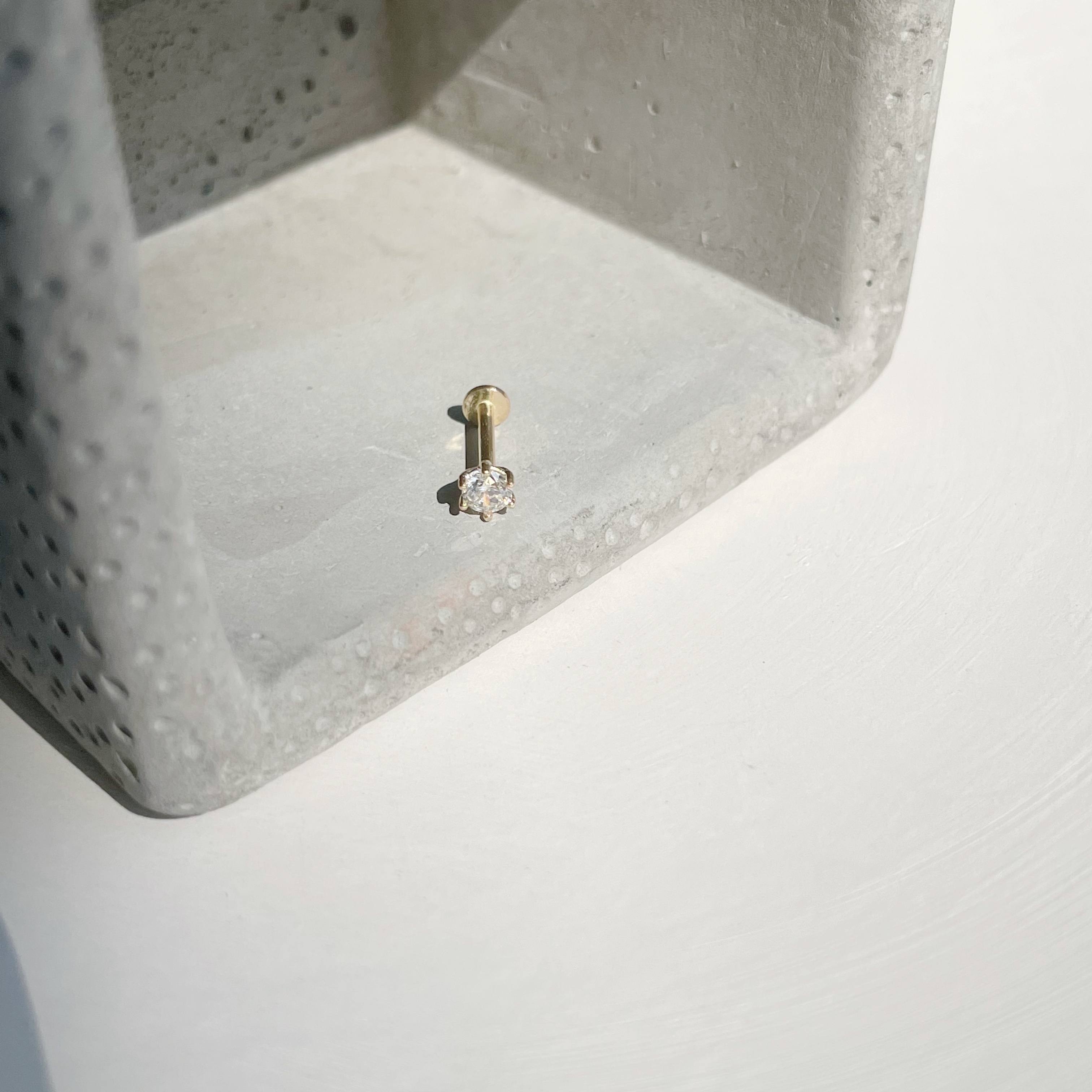 14K 3mm六爪鋯石Stud耳環