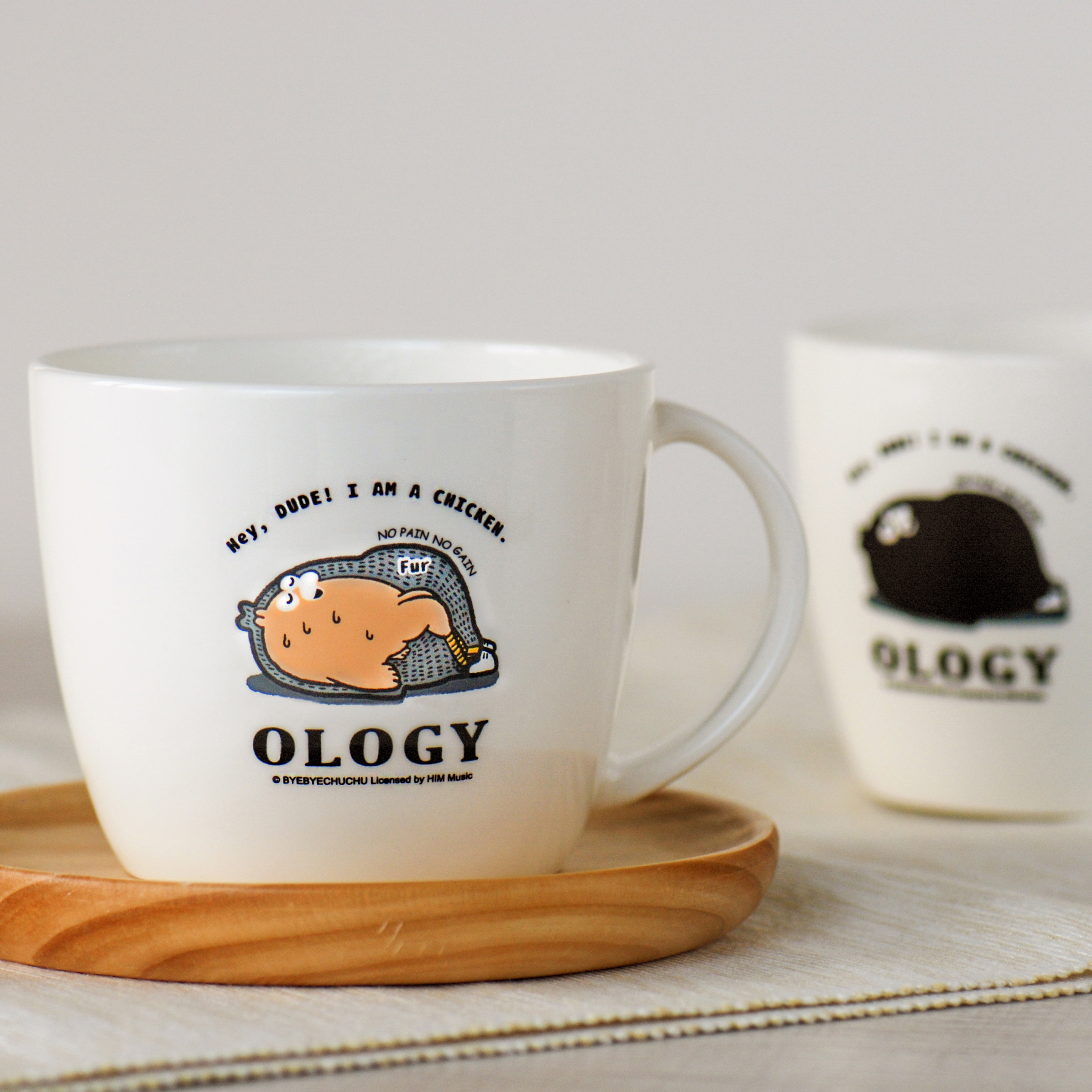 【掰掰啾啾-奧樂雞，喝起來！】 感溫變色-馬克杯-熱變杯