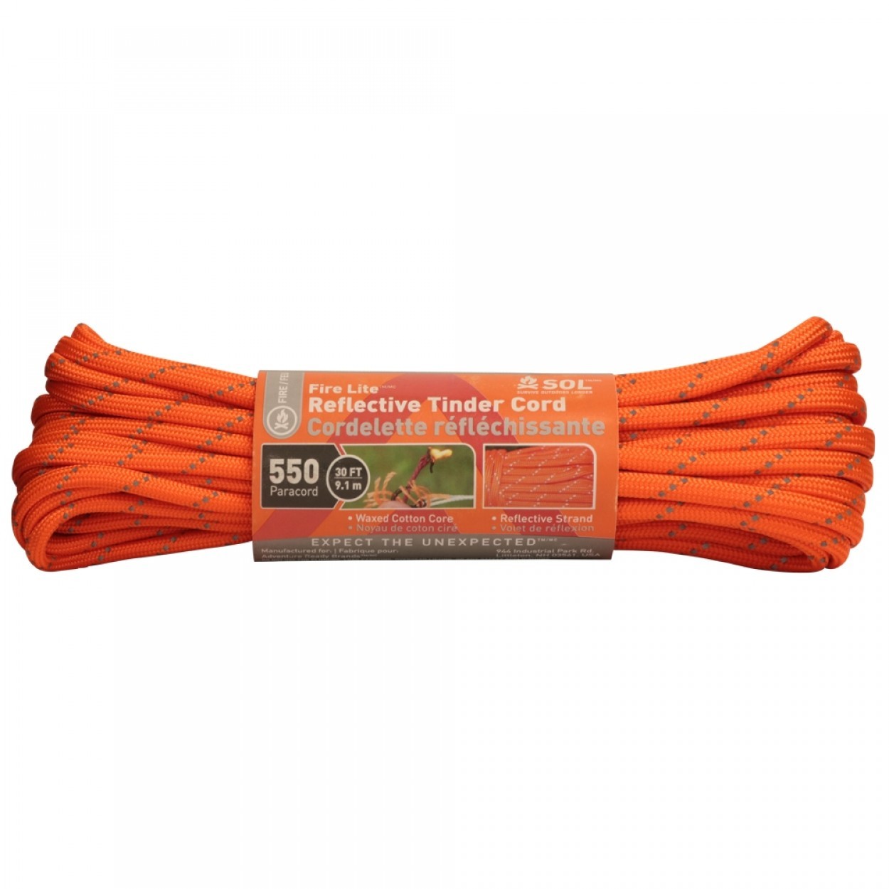 SOL Survive Outdoors Longer 550 Reflective Tinder Cord, 50 ft