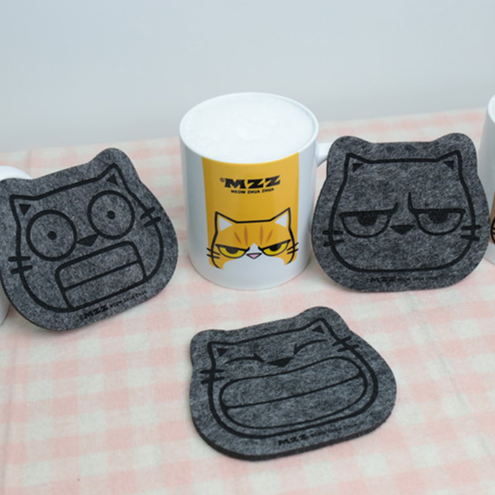 貓爪抓毛氈造型杯墊 [1入/不挑款]