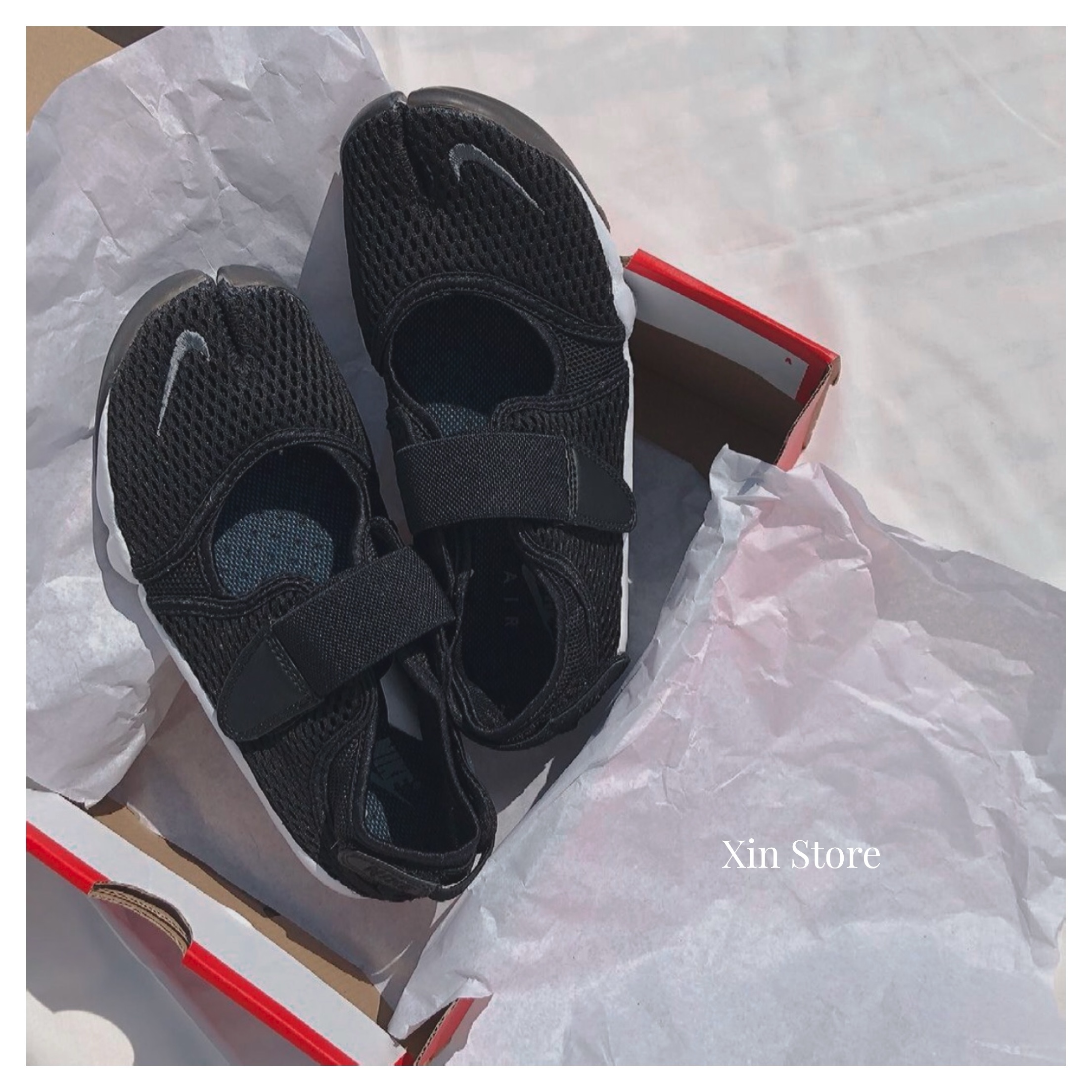 【現貨】NIKE Air Rift BR 魔鬼氈 透氣 網狀 忍者鞋 慢跑鞋 休閒鞋 白 黑