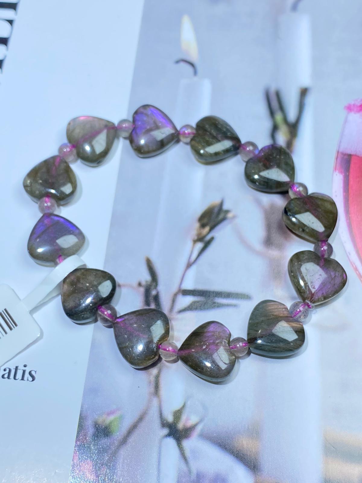 紫光拉長石心心手串