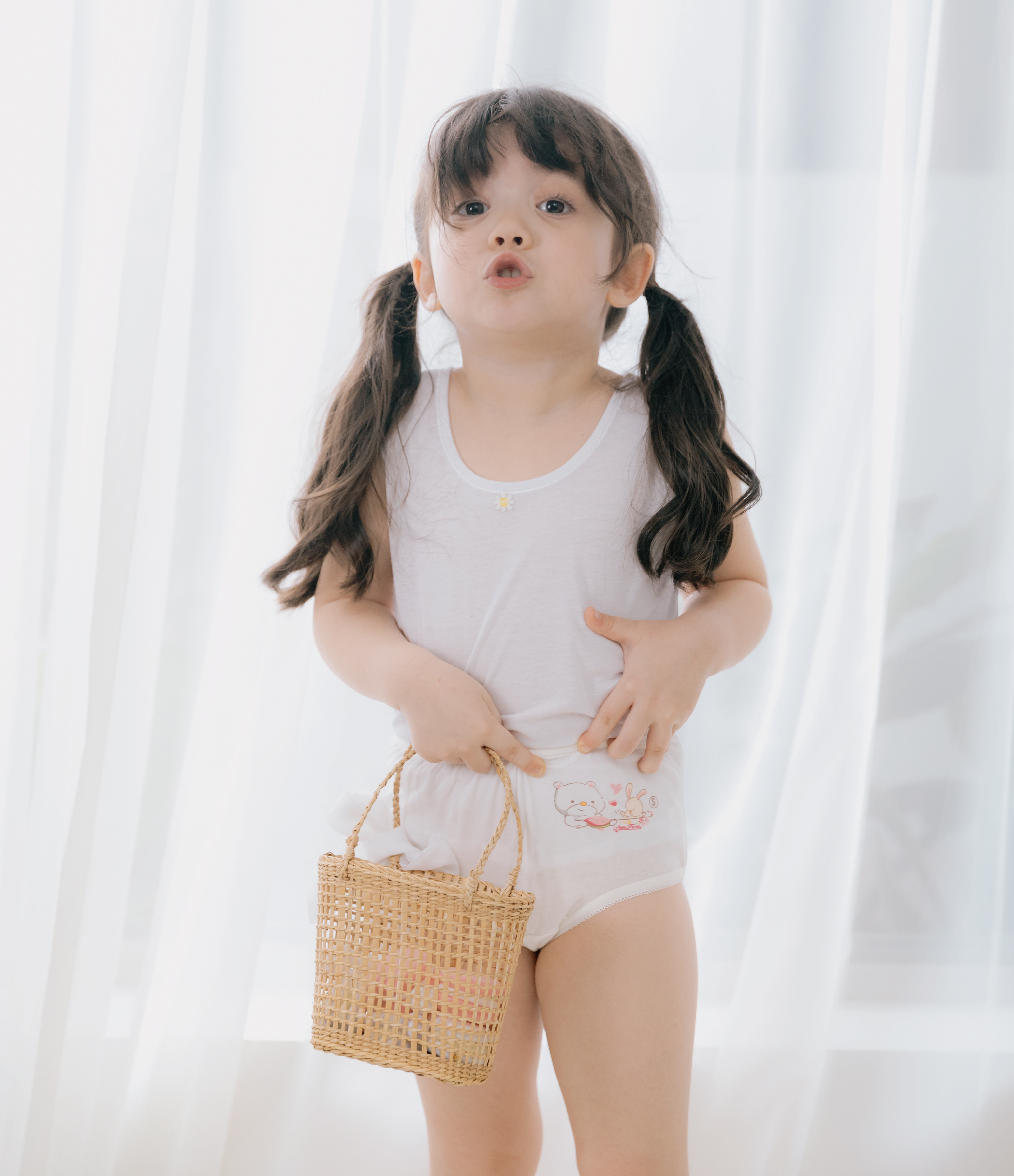 小三福 三福 100%純棉小小花園女童花邊三角褲(S~2XL)