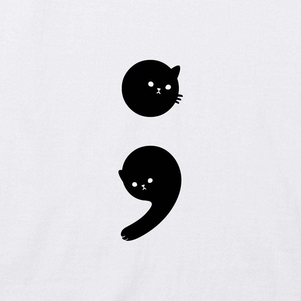 字裡貓間T恤 - 分號