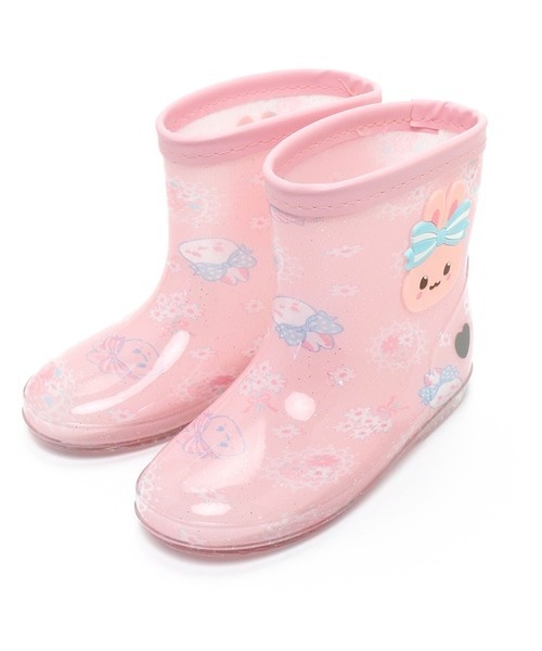 日本Usamomo萌兔桃桃 長筒雨鞋-花漾 18cm 19cm