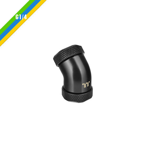 米特3C數位–曜越 G1/4 PETG硬管專用45度雙管接頭外徑12mm/黑色/CL-W144-CU00BL-A