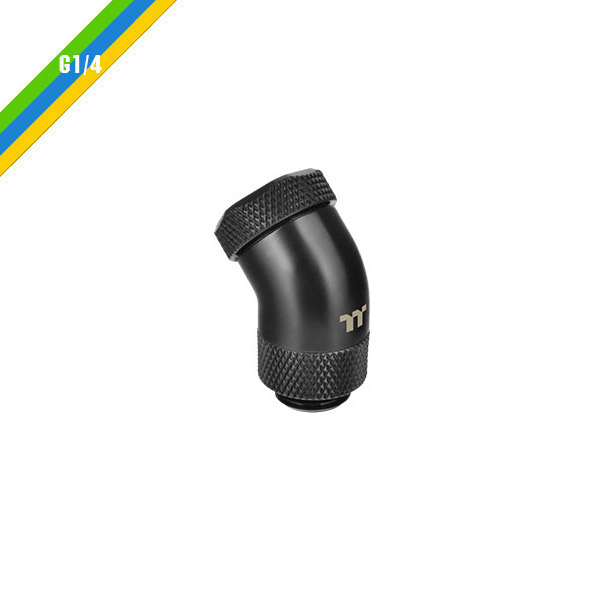 米特3C數位–曜越 G1/4 PETG 硬管專用45度管接頭外徑12mm/黑色/CL-W146-CU00BL-A