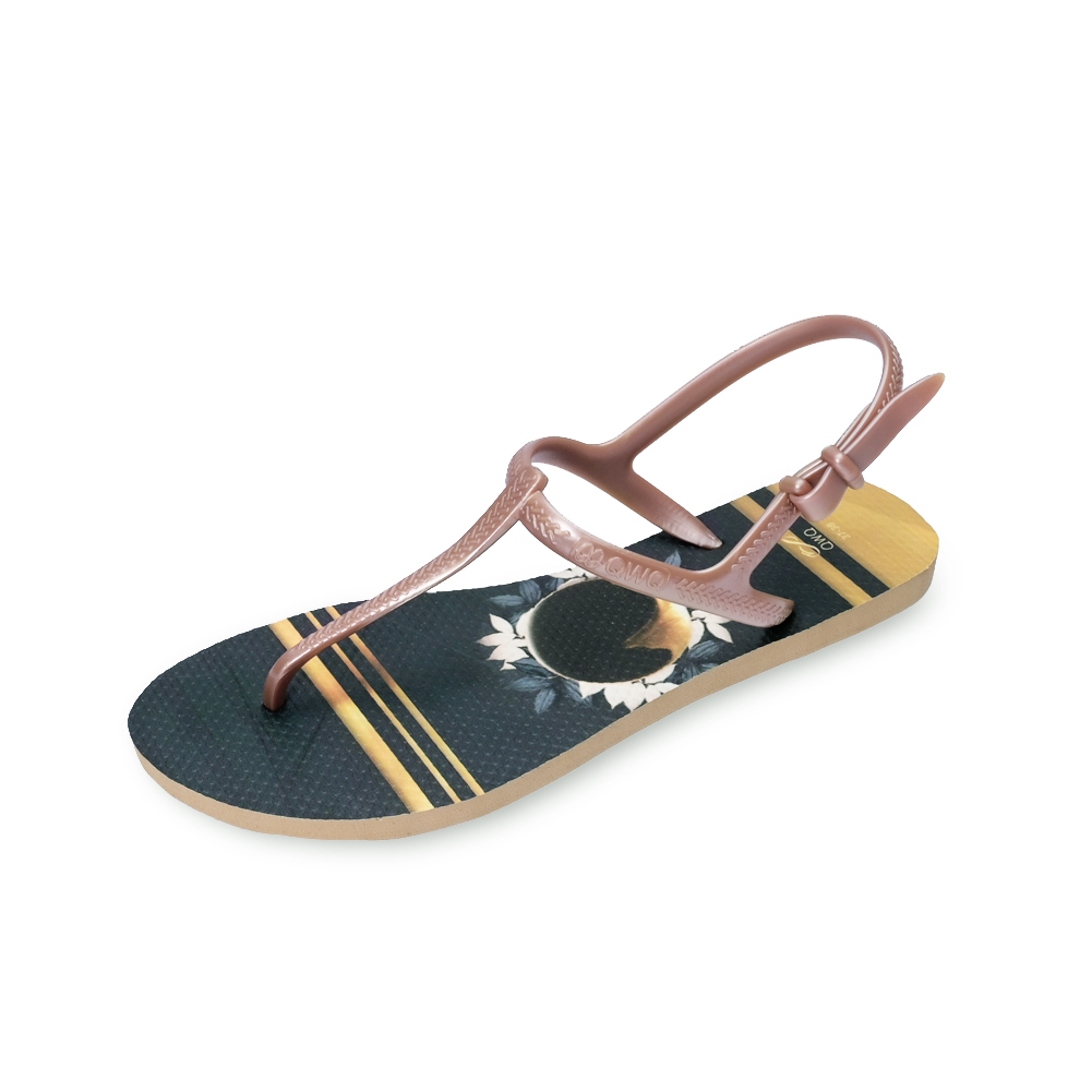 女款綁帶T字涼鞋 繽紛繪圖 Flora金蝶-薔薇金 腳型修長款