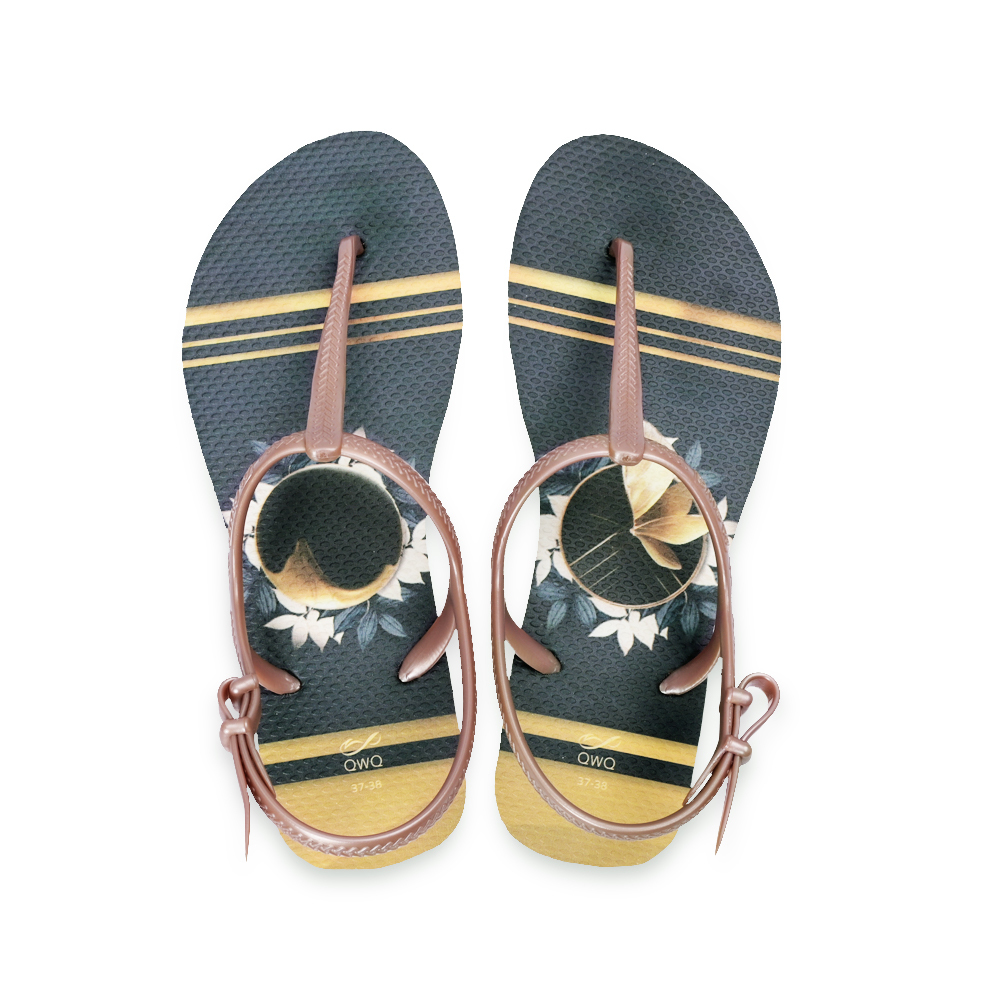 女款綁帶T字涼鞋 繽紛繪圖 Flora金蝶-薔薇金 腳型修長款