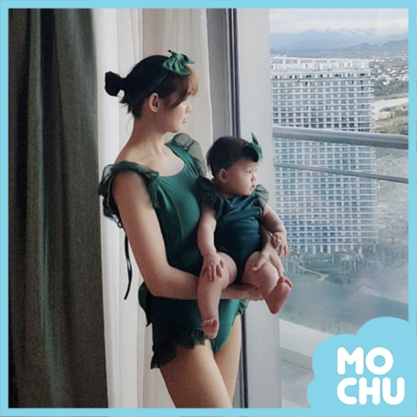 花邊蝴蝶結親子連身泳裝(現貨)