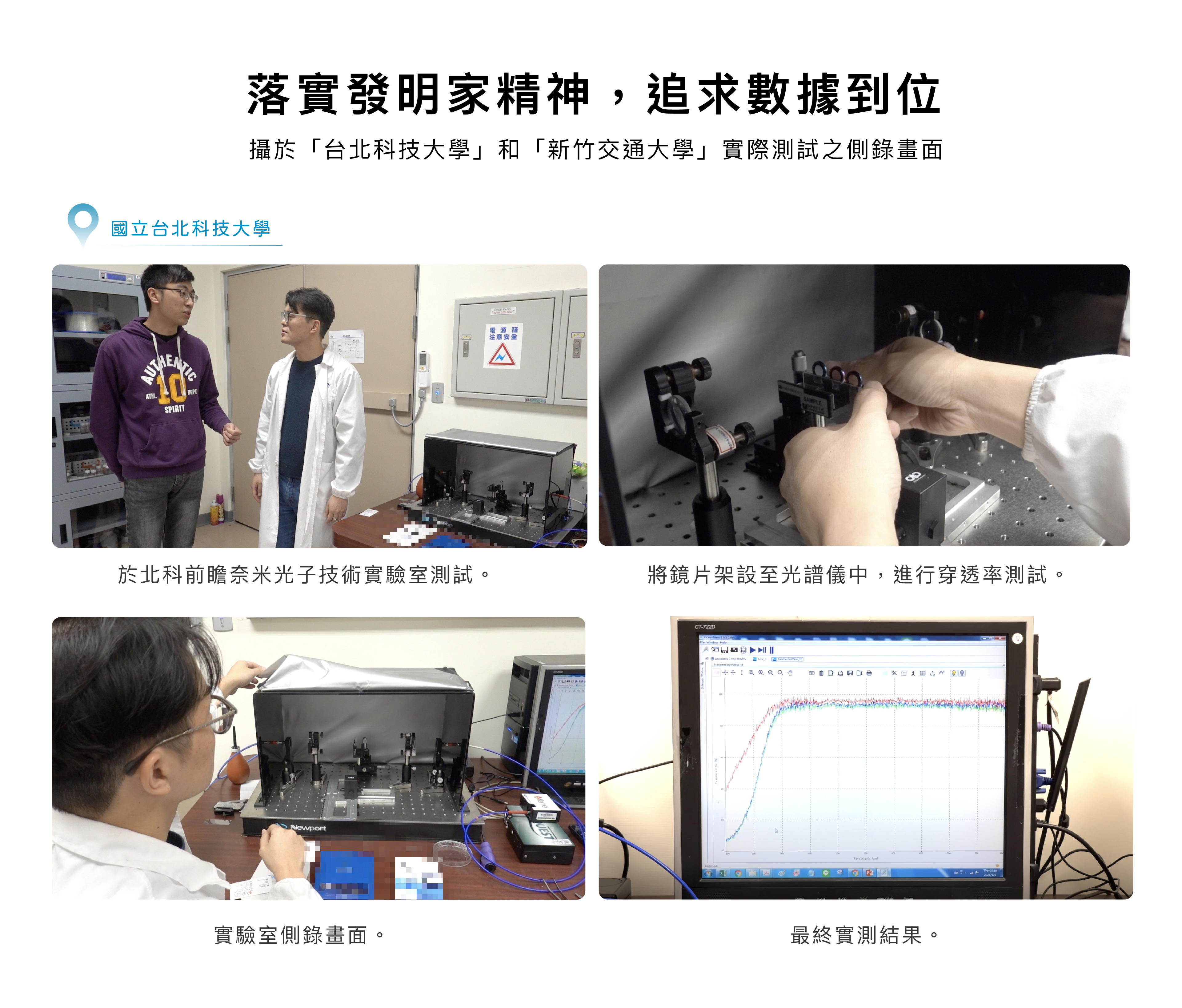 落實發明家精神,追求數據到位 攝於「台北科技大學」和「新竹交通大學」實際試之側錄畫面