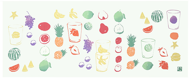 nijiyura-台灣限定手拭巾/小器水果杯/綠色