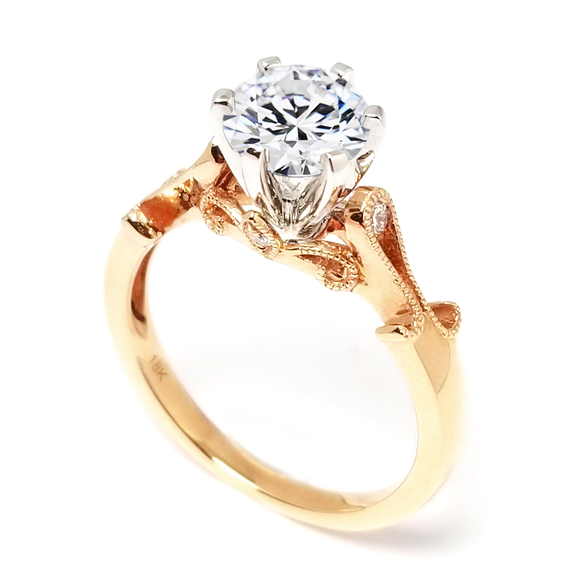 18K 白金 / 玫瑰金天然鑽石戒指托