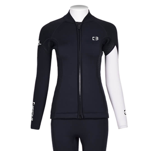 ▲現貨-Bestdive 女款 2mm 黑白系列 防寒上衣-黑身白手