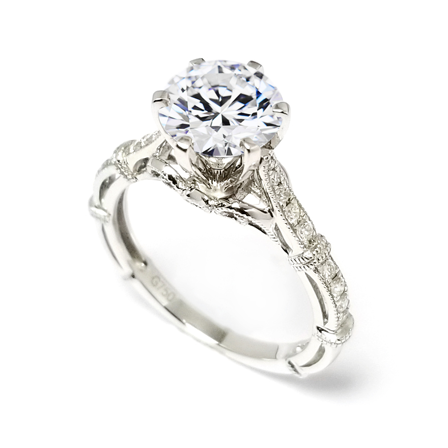 18K白金天然鑽石戒指托 (RS22RY22218A)