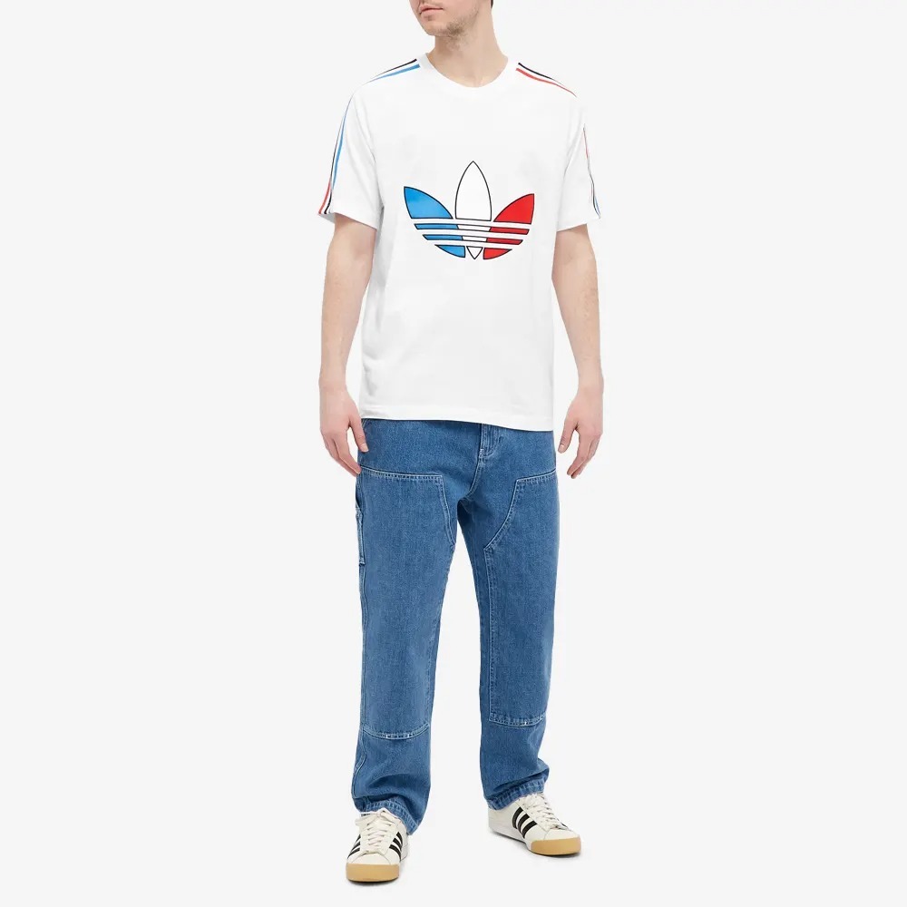 Adidas ADICOLOR 短袖上衣短踢大logo 經典雙色白藍紅男GQ8921 [TR]