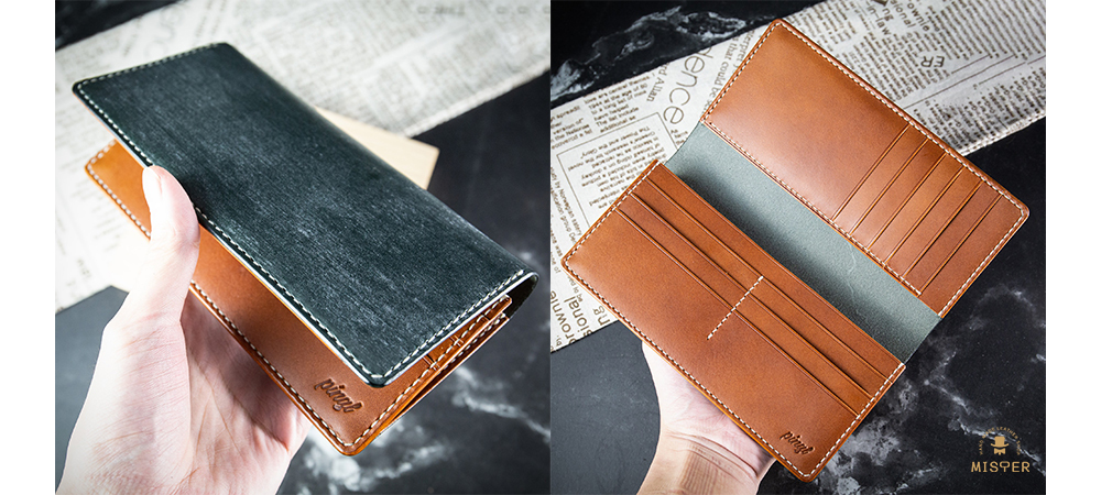 【兩折輕薄長夾】英國馬韁革