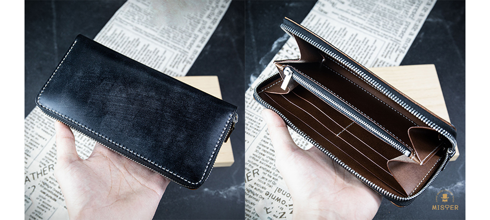 【拉鍊長夾】英國馬韁革