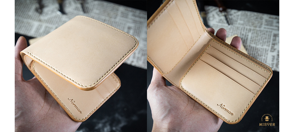 義大利植鞣牛皮【圓弧短夾搭配925銀釘】