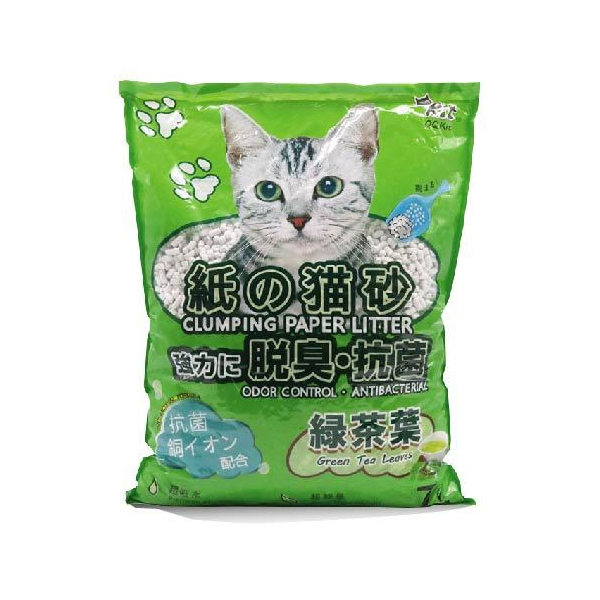 【7包組】QQ KIT 日本凝結紙貓砂-綠茶 (7L/包)
