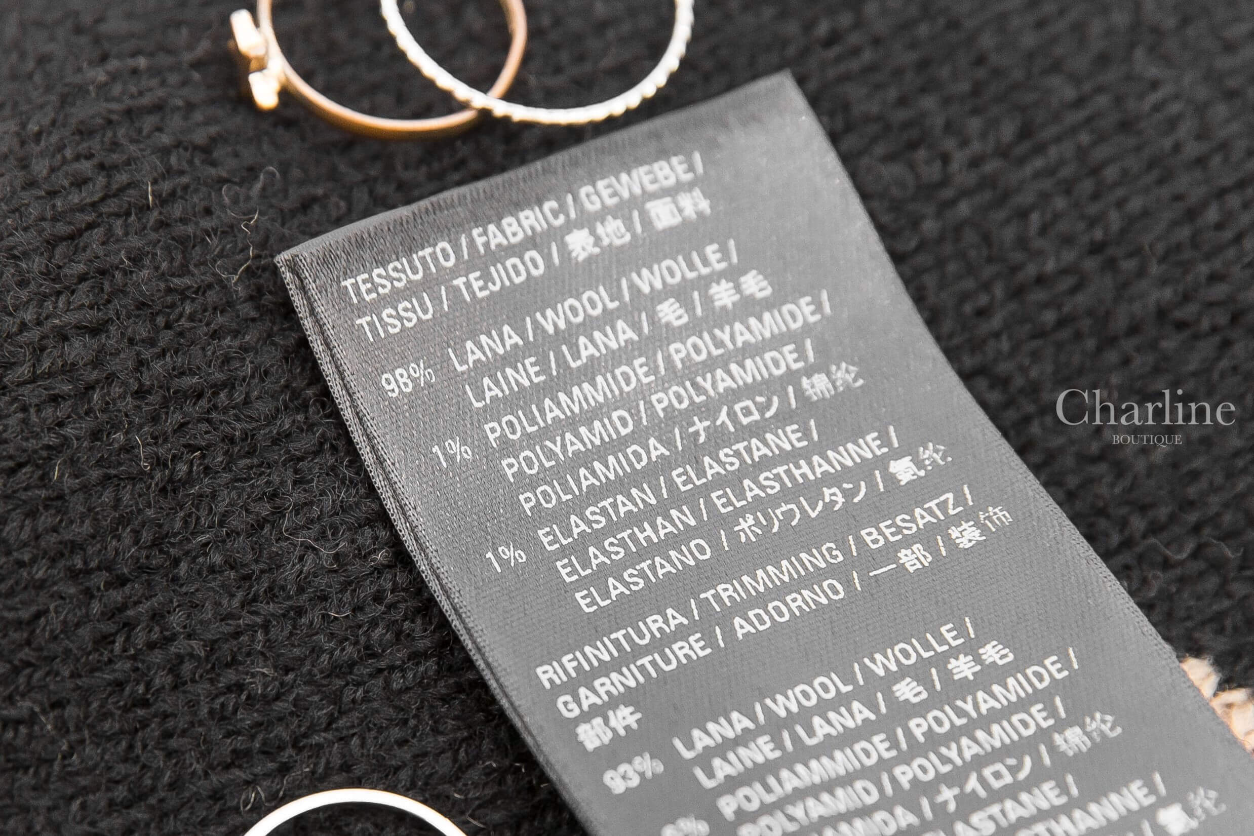 Balenciaga Knitwear 卡其色滿版黑色 Logo 羊毛混紡長版長袖毛衣-Charline Boutique 精品代購