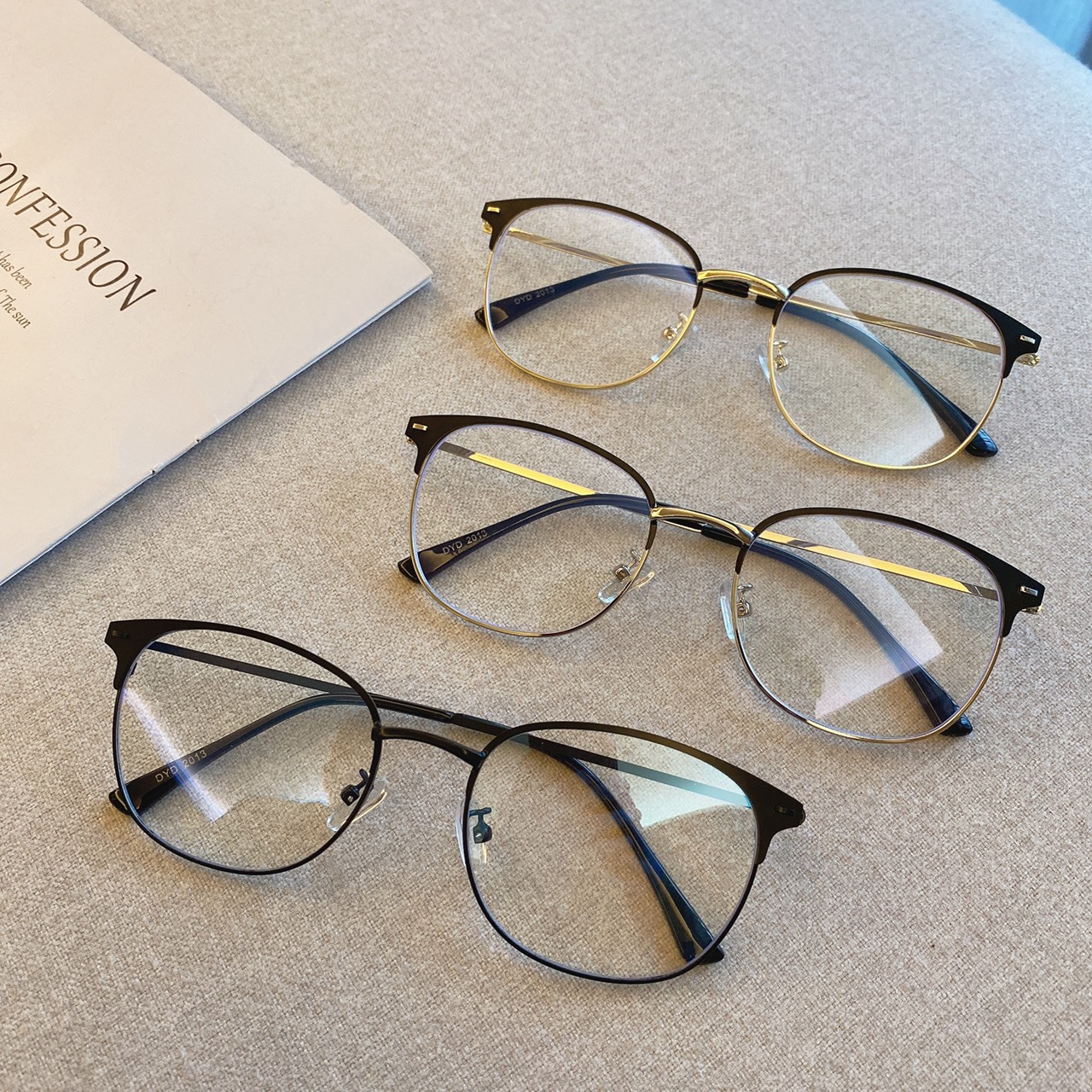 S092013金屬文青復古鏡框 /三色