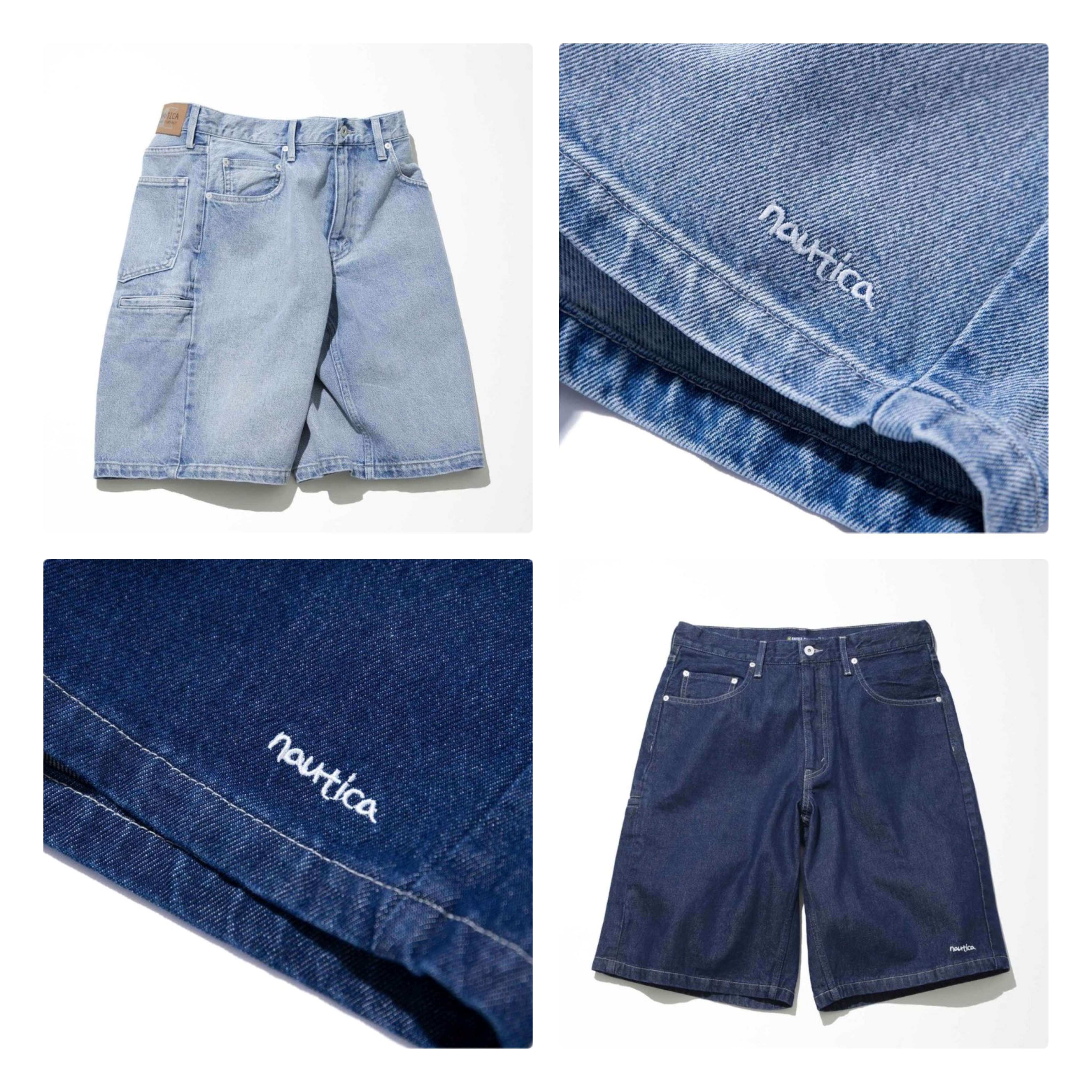 NAUTICA Baggy Jean Shorts 厚磅 LOGO 牛仔 短褲 水洗 刺繡 重磅 CITY BOY
