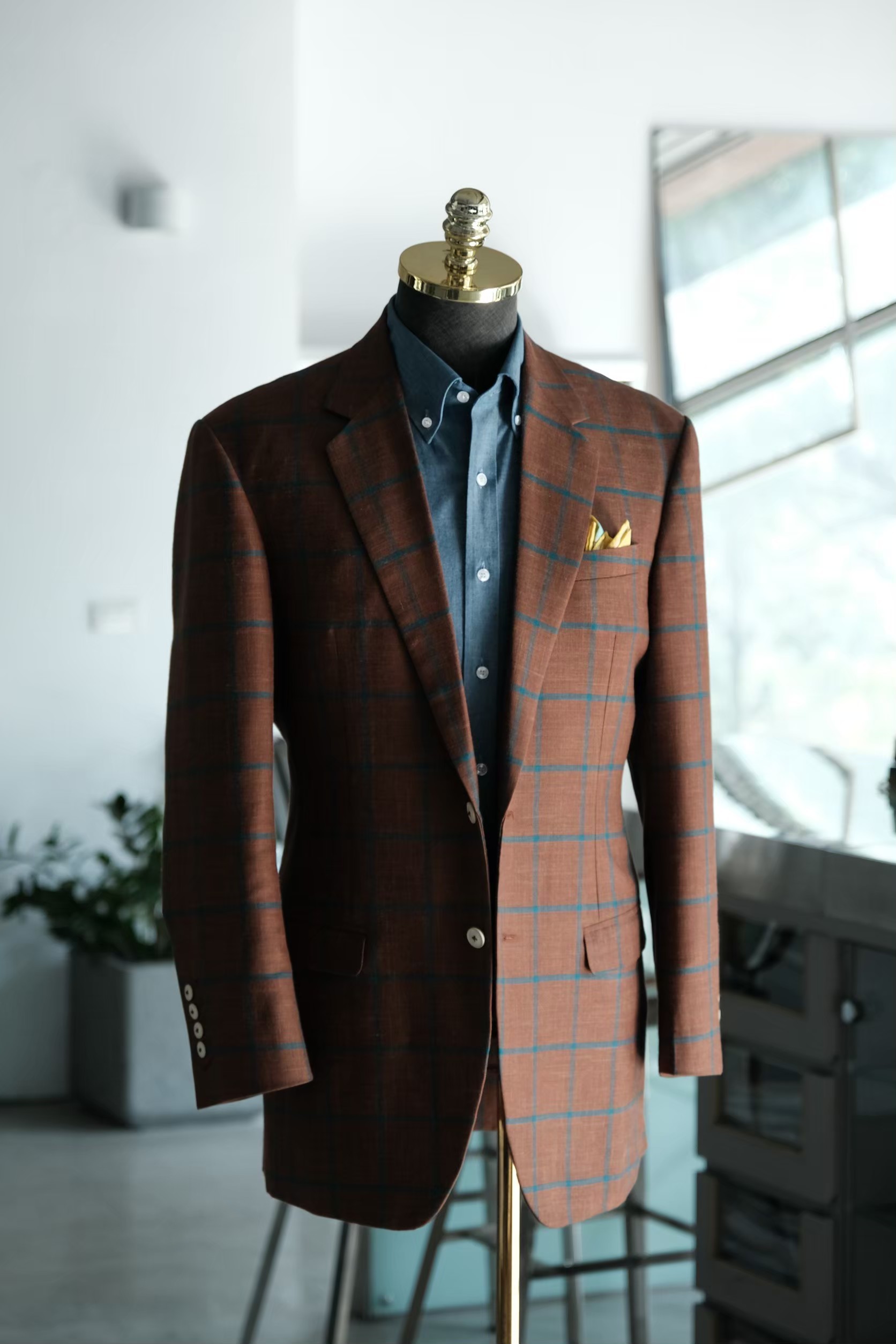 Blue and Orange Windowpane Sportcoat