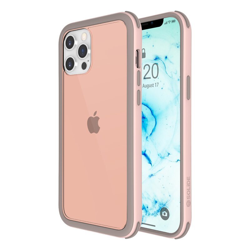 iPhone 12 台灣 SOLiDE Venus 粉灰 玩色抗菌軍規防摔手機殼（香港行貨）