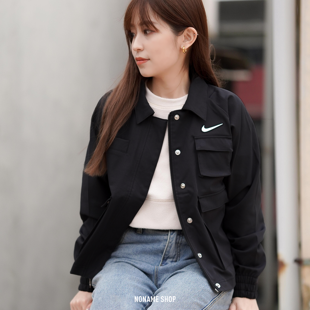 NIKE NSW SWOOSH 大口袋 軍裝 三口袋 工裝外套 黑