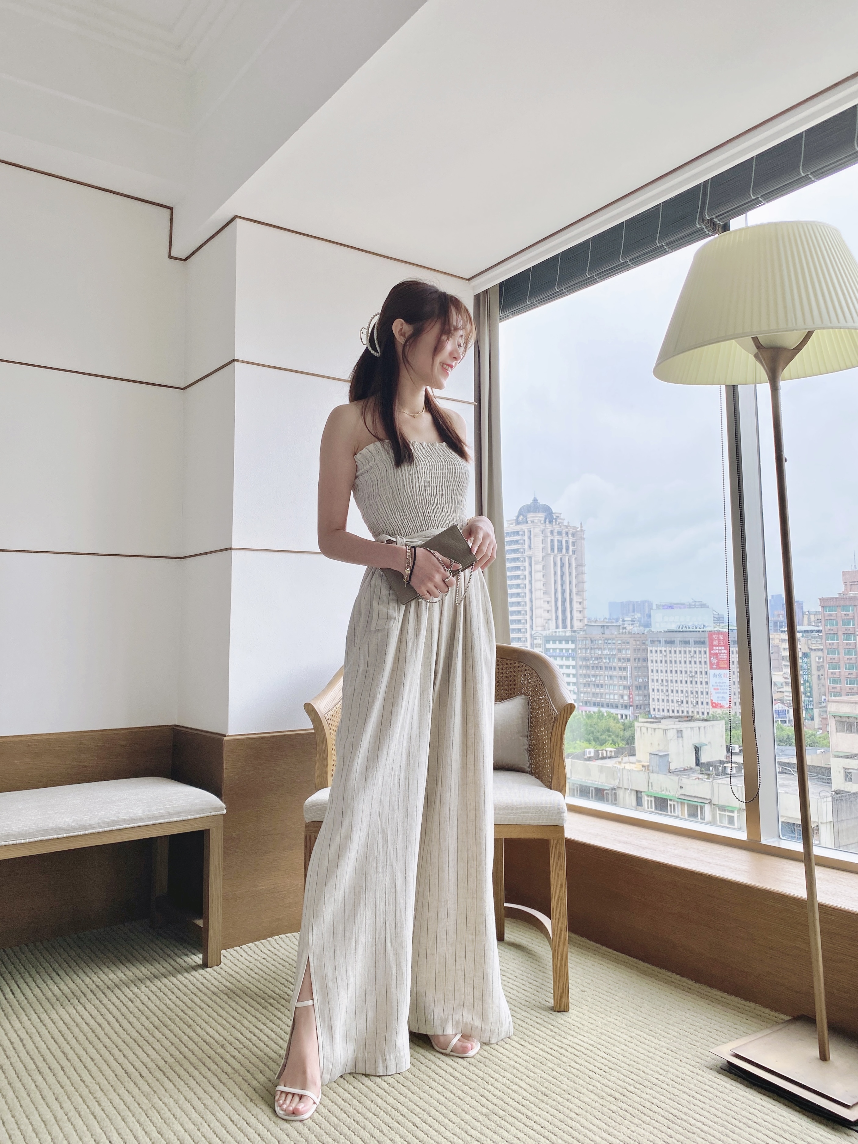 質感小姊姊超長腿柔感棉麻平口連身褲