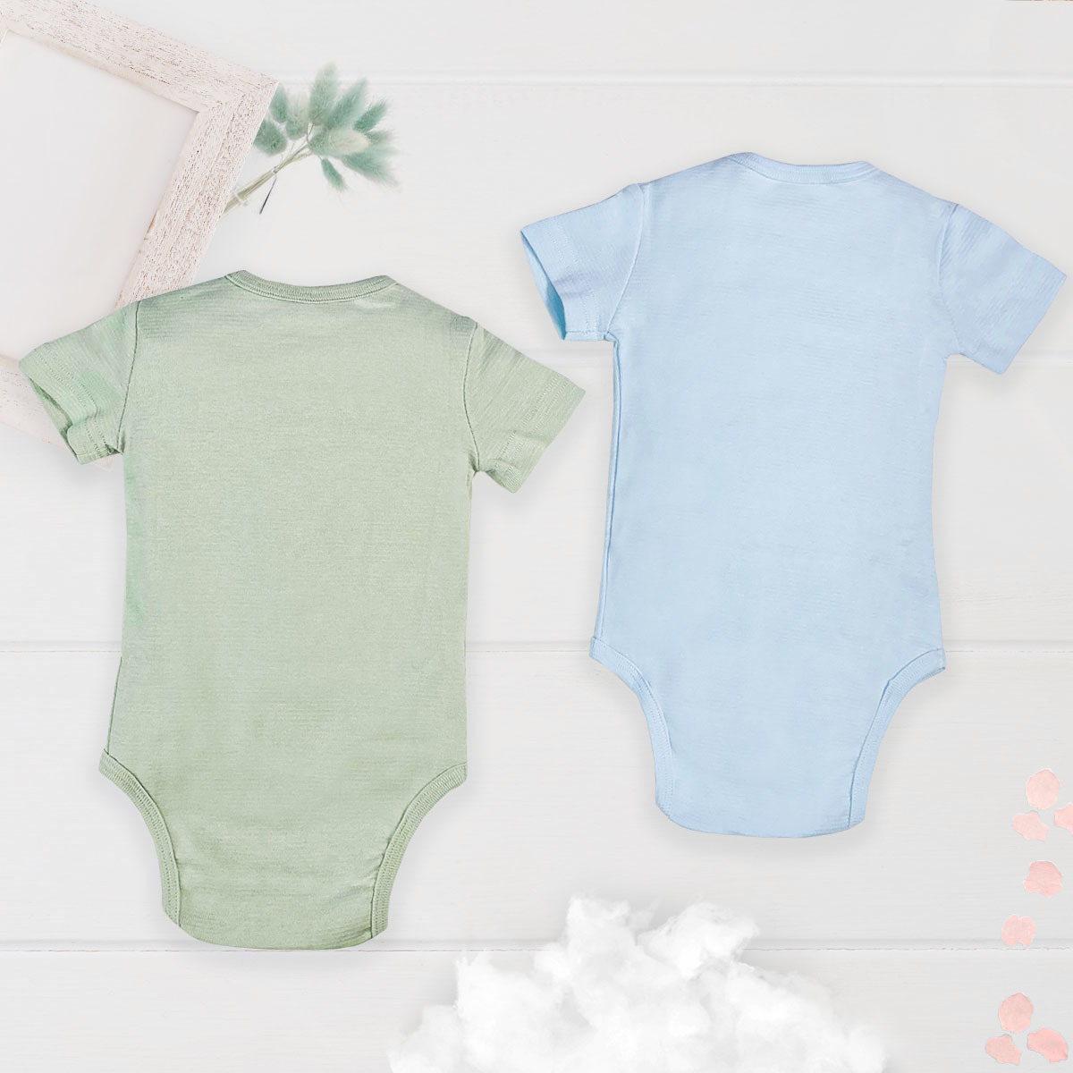 棉花糖短袖包屁衣（兩件裝）天空藍&活潑綠