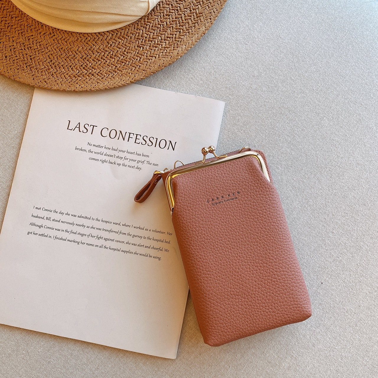 珍珠壓釦手機包/四色