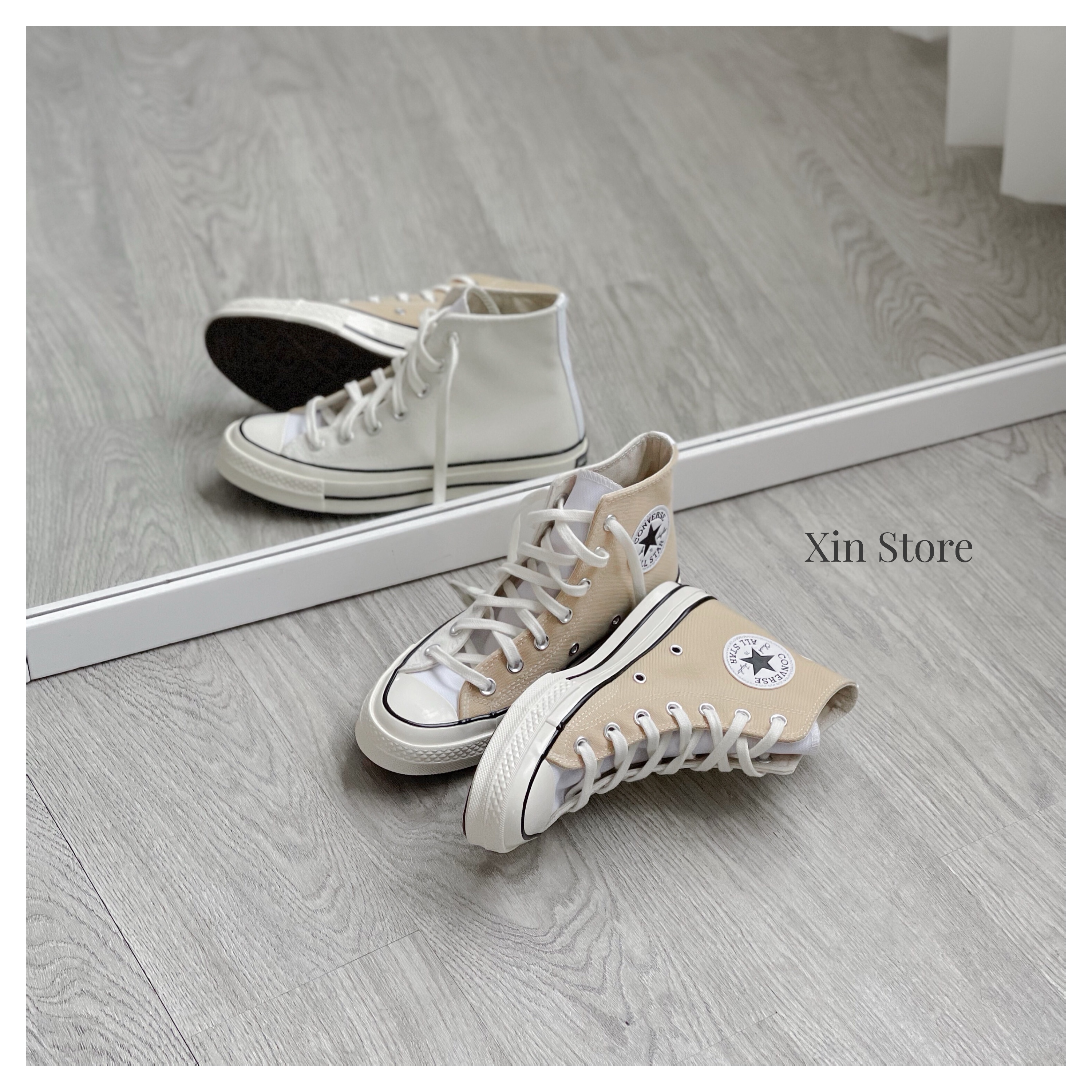 【現貨】Converse Chuck 70 1970 撞色 陰陽 拼接 帆布 高筒 米白 卡其